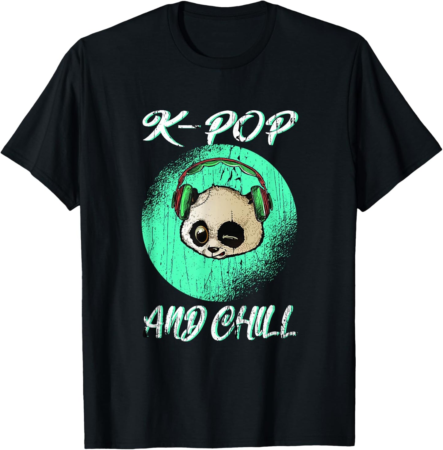 Panda with the saying K-POP and Chill T-Shirt - T-Shirt | Black