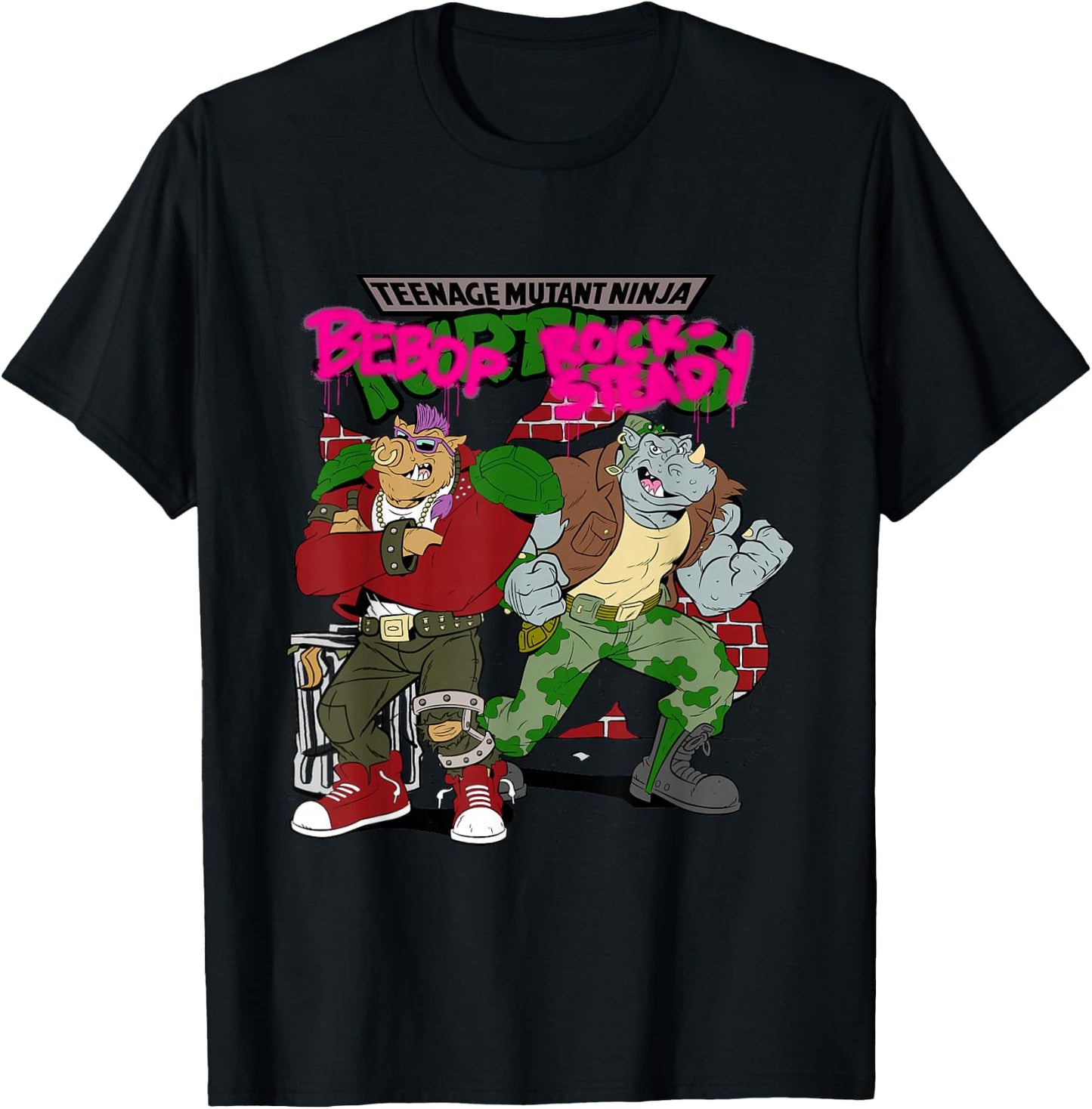 TMNT Bebop and Rocksteady Graffiti Small T-Shirt - T-Shirt | Black