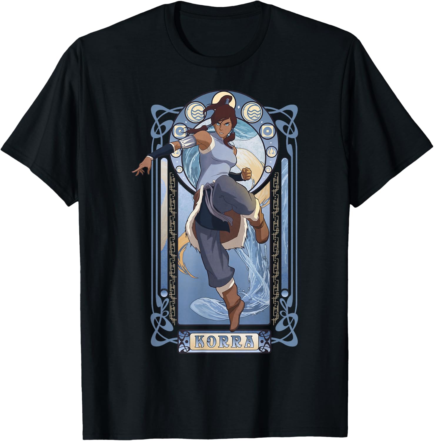 The Legend of Korra Elements Korra Art Nouveau Poster T-Shirt - T-Shirt | Black