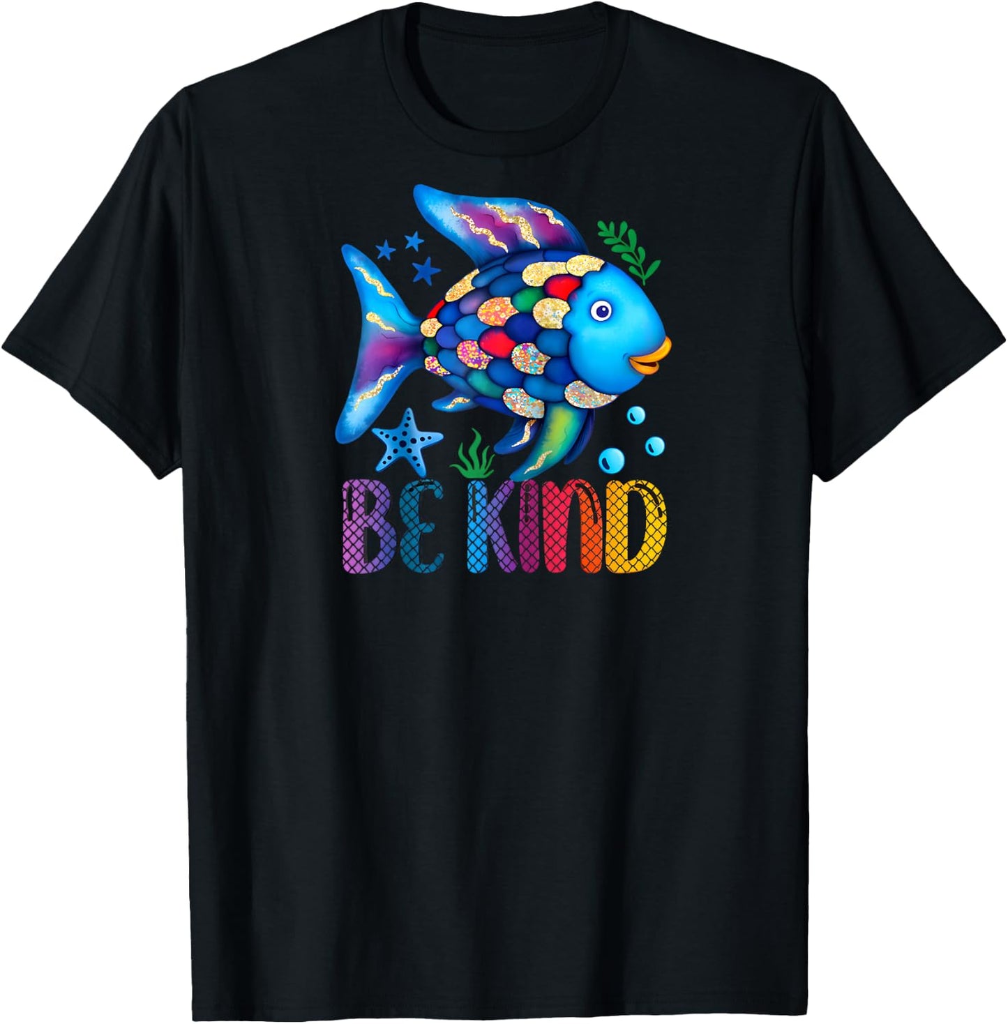 Kids Be Kind Rainbow Scale Fish Teacher Reading Book Toddler Raglan Baseball T-Shirt - T-Shirt | Black