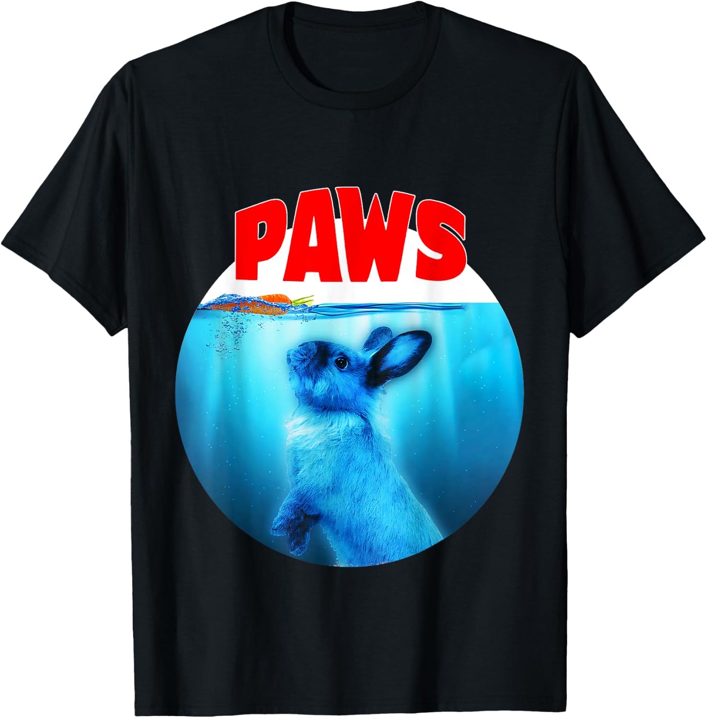 Paws Jaws Rabbit Carrot Funny Bunny Lovers Gifts Fun Parody T-Shirt - T-Shirt | Black