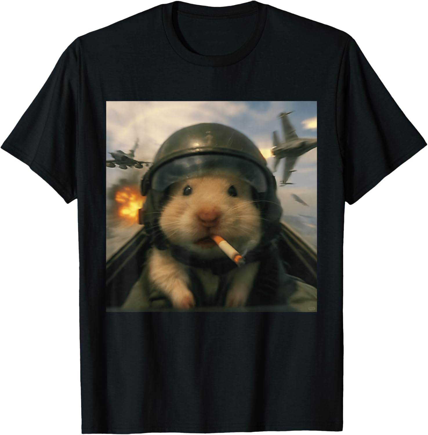 Silly Hamster Pilot Gen Alpha Pet Humor Fighter Jet Boys T-Shirt - T-Shirt | Black