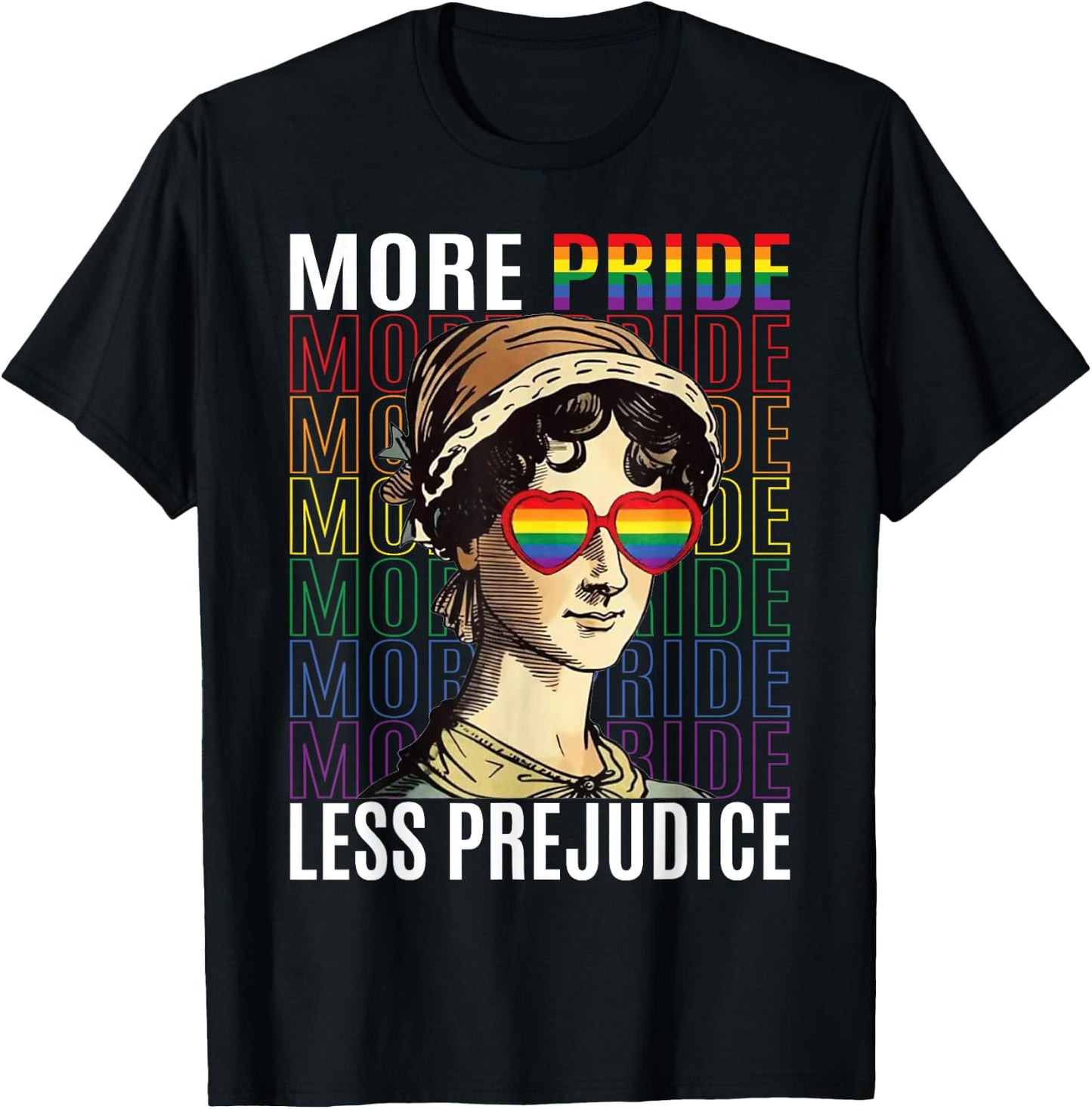 More Pride Less Prejudice Funny LGBTQ Pride Jane Austen T-Shirt - T-Shirt | Black