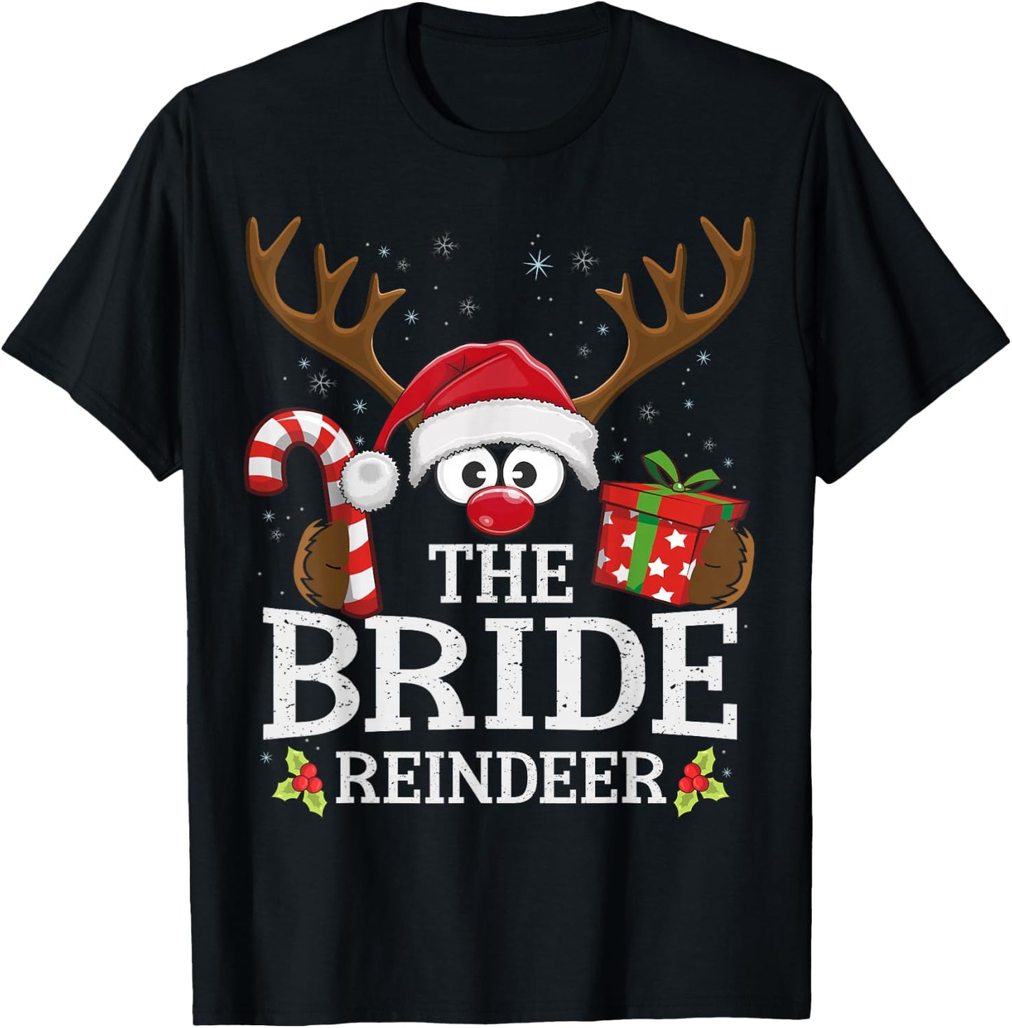 Christmas Matching The Bride Reindeer Family T-Shirt - T-Shirt | Black