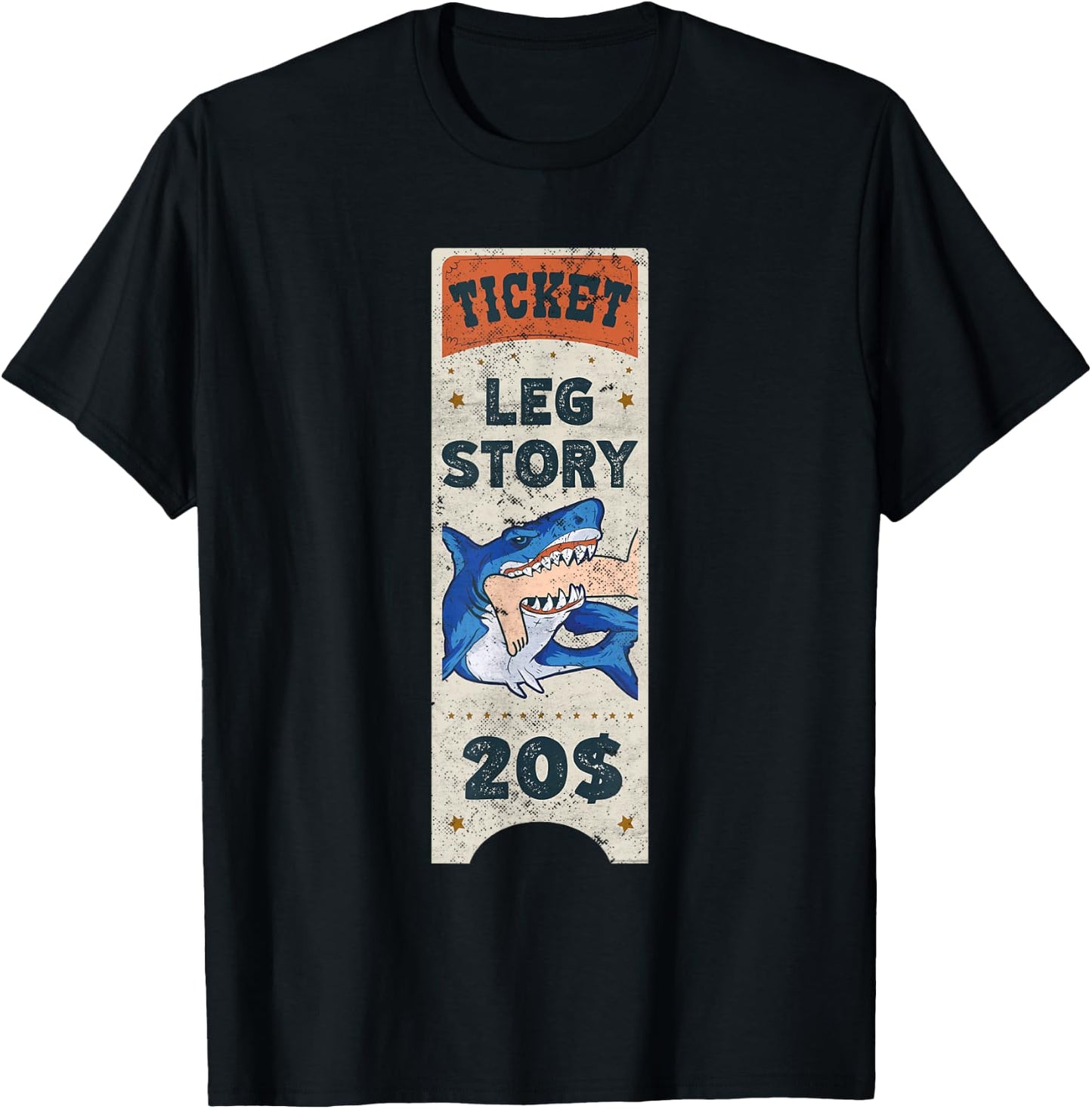 Amputee Funny Leg Story Amputation Surgery Shark Humor T-Shirt - T-Shirt | Black