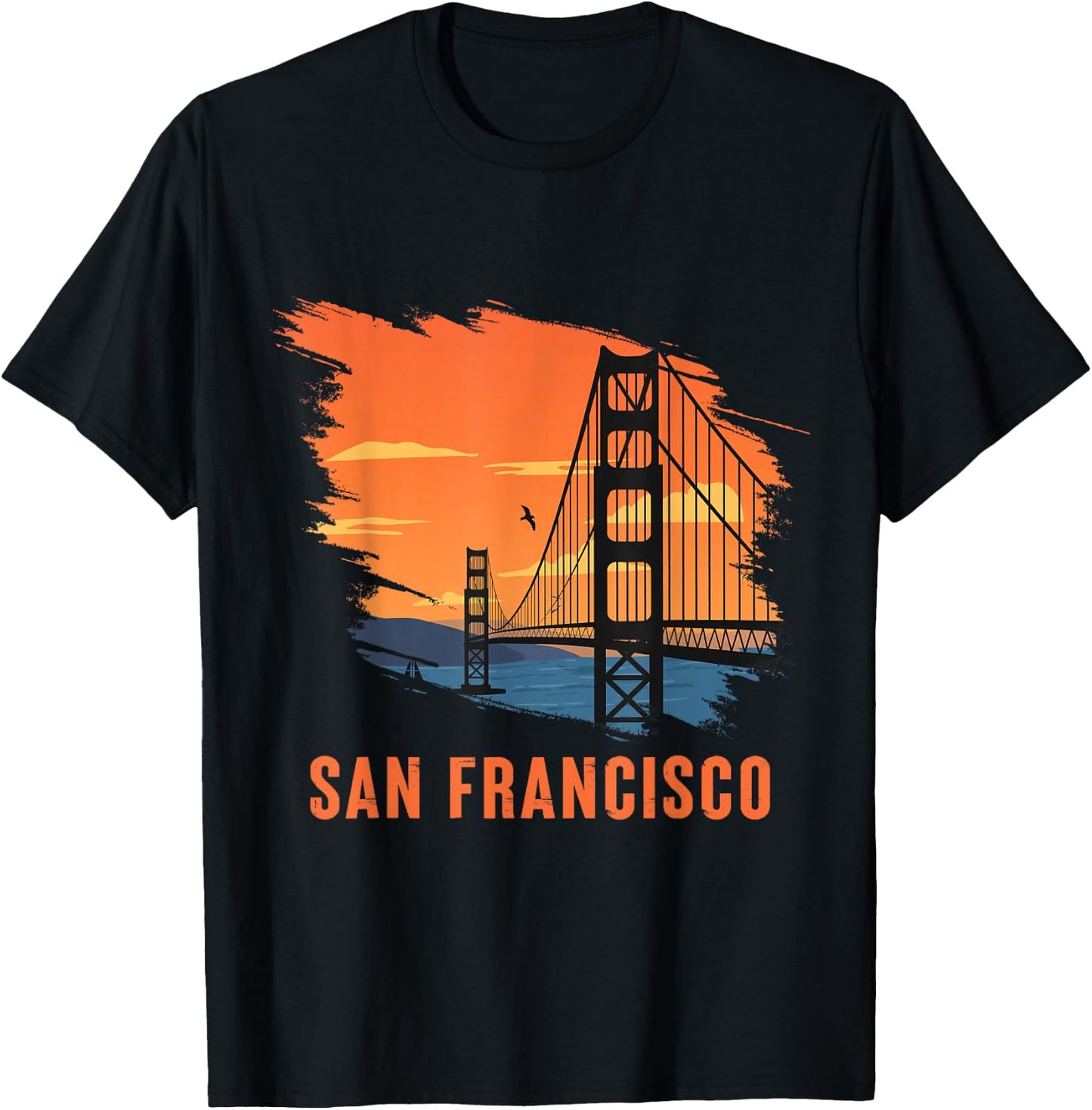 San Francisco Retro Golden Gate Bridge from California T-Shirt - T-Shirt | Black