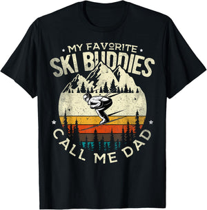 Skier Dad Ski Dad My Favorite Ski Buddies Call Me Dad Ski T-Shirt - T-Shirt | Black