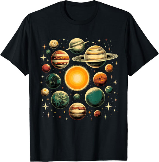 Solar System Planets Astronomy Space T-Shirt - T-Shirt | Black