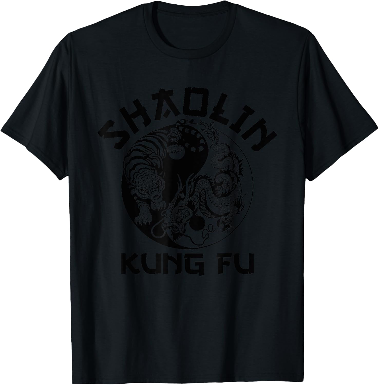 Shaolin kung fu yin yang tiger dragon T-Shirt - T-Shirt | Black