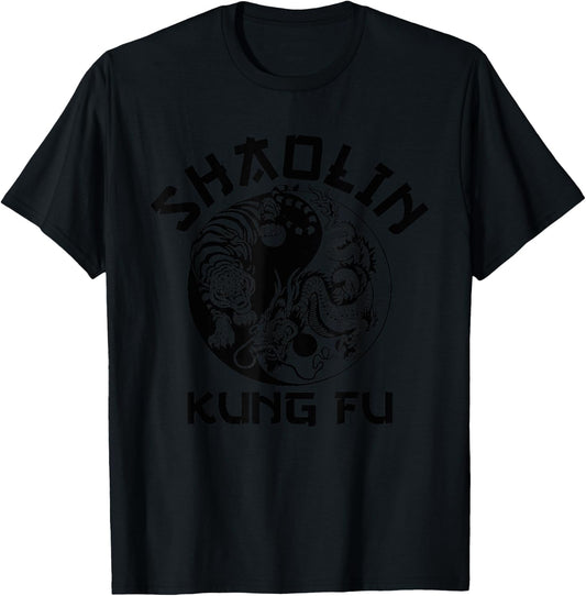 Shaolin kung fu yin yang tiger dragon T-Shirt - T-Shirt | Black