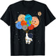 Funny Solar System Astronaut Holding Planet Balloons Pluto T-Shirt - T-Shirt | Black