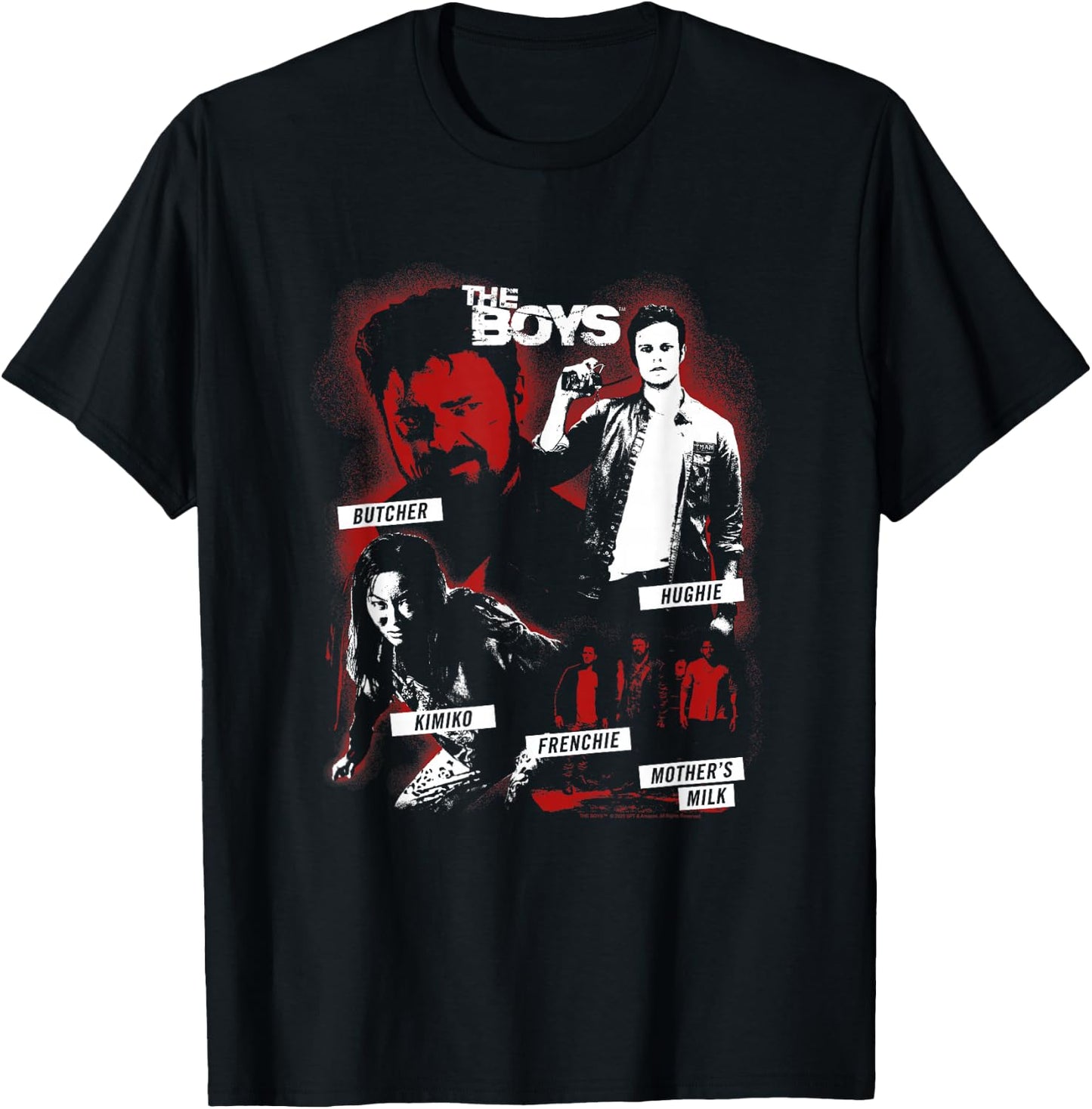 The Boys Contrast Group Collage Superhero TV Show T-Shirt - T-Shirt | Black