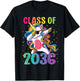 Class of 2036 Shirt Girls Kids Dabbing Unicorn Grow With Me T-Shirt - T-Shirt | Black