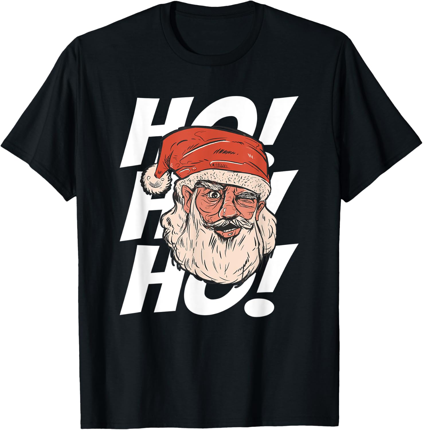 Merry Christmas Cool Santa Claus Ho! Ho! Ho! T-Shirt - T-Shirt | Black