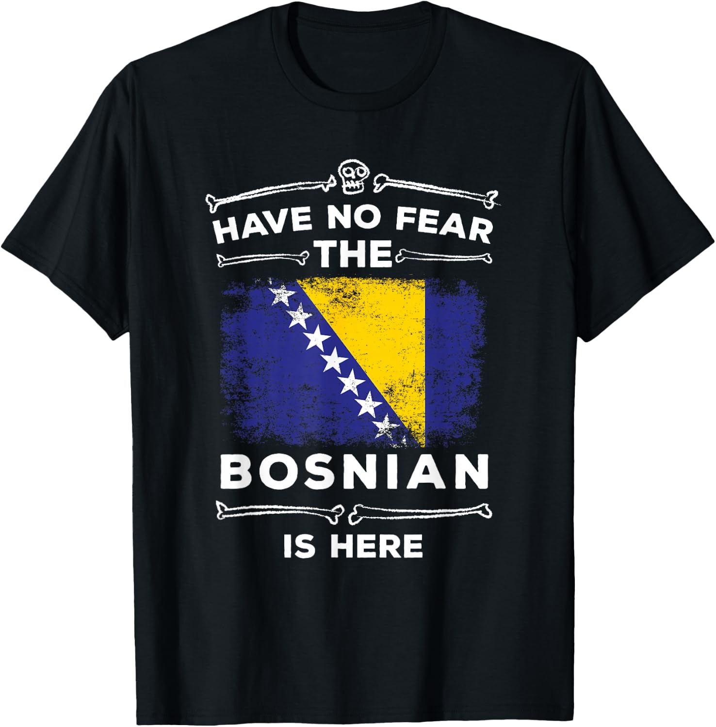 Funny Bosnia Shirt Bosnian Flag Bosnia and Herzegovina Roots T-Shirt - T-Shirt | Black