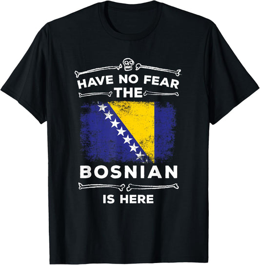 Funny Bosnia Shirt Bosnian Flag Bosnia and Herzegovina Roots T-Shirt - T-Shirt | Black