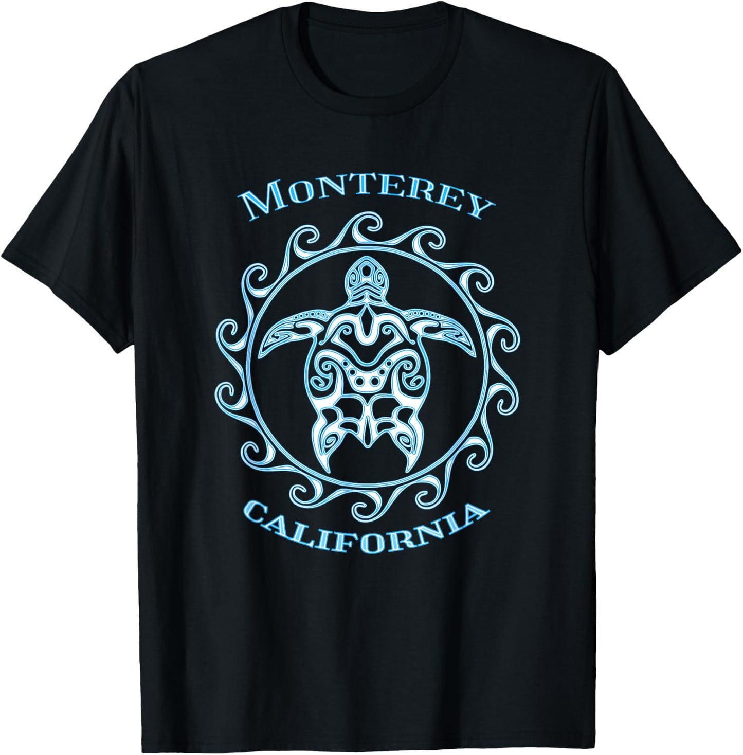 Monterey California Tribal Sea Turtle Summer T-Shirt - T-Shirt | Black