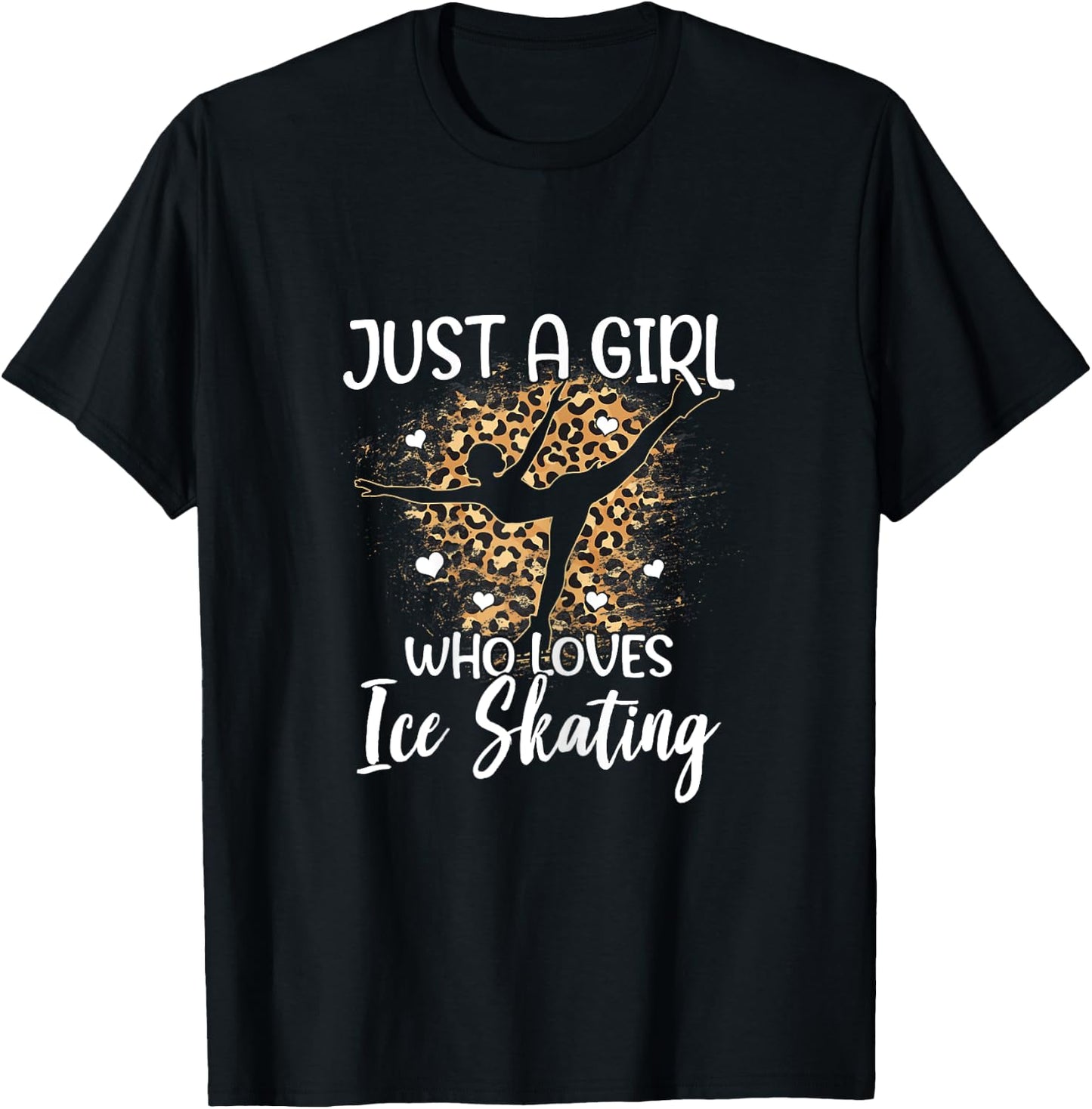 Funny Ice Skating Cheetah Graphic and Girl Skaters T-Shirt - T-Shirt | Black