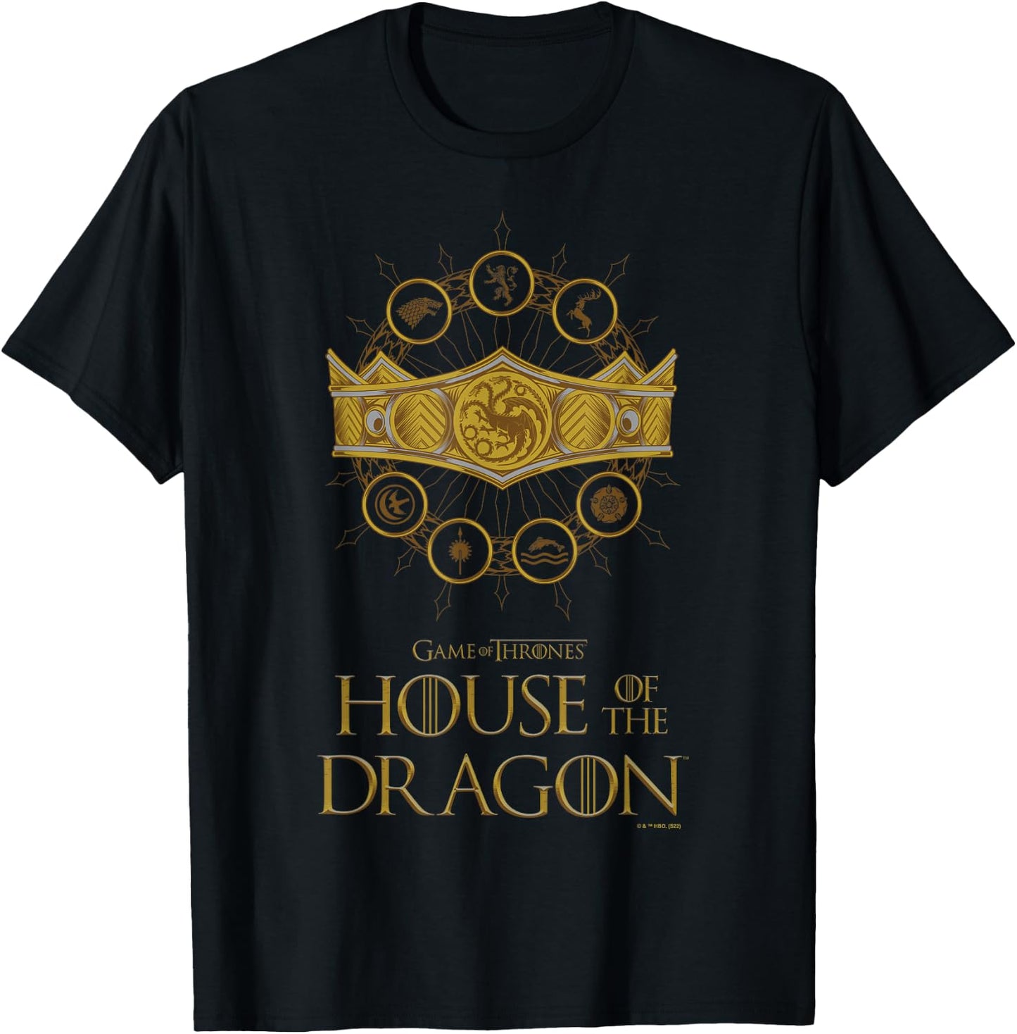 House of the Dragon Group Shot House Crests Crown V2 T-Shirt - T-Shirt | Black