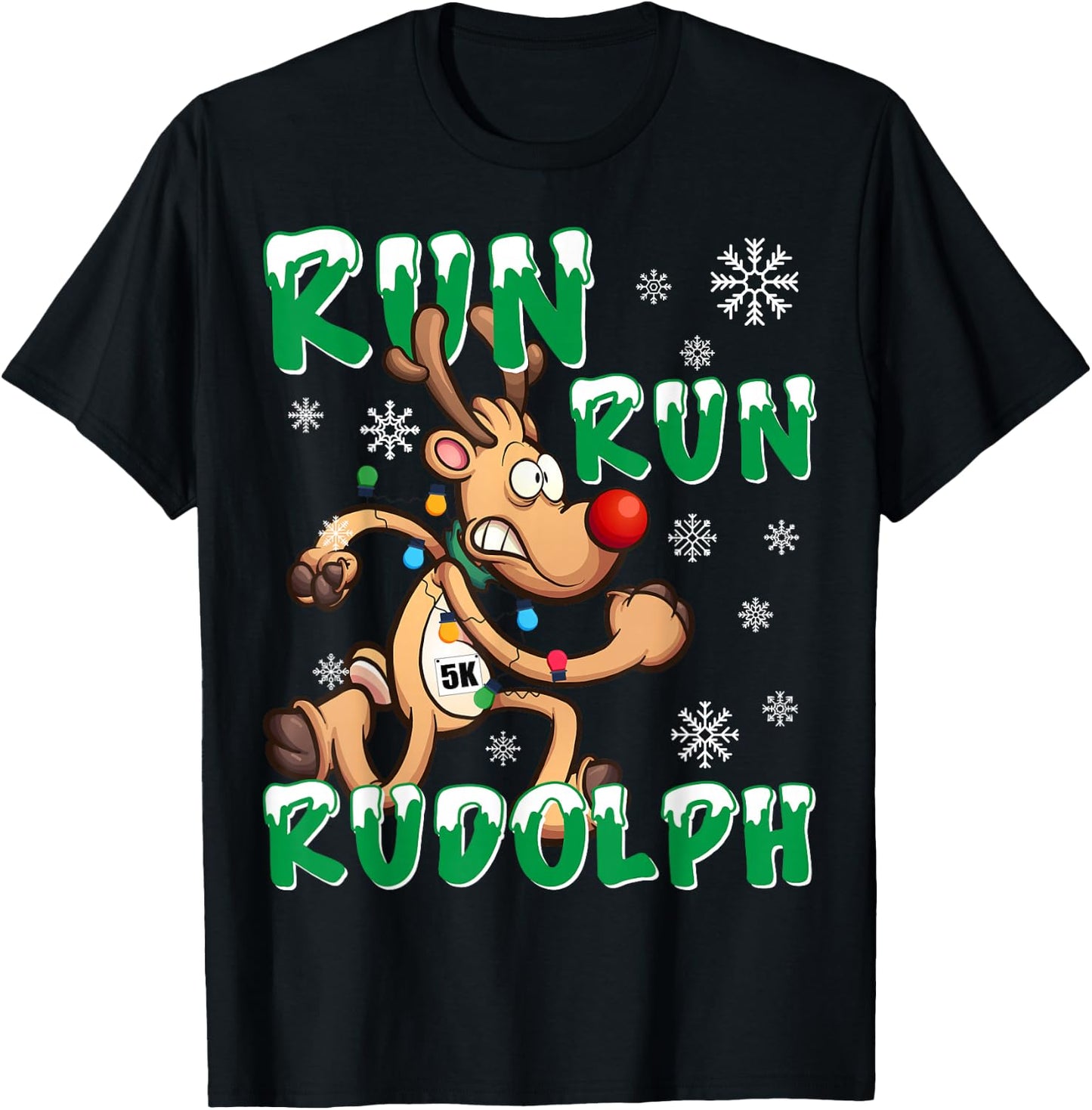 Christmas 5K Co Christmas 5K Run Rudolph Holiday Team Running Outfit T-Shirt - T-Shirt | Black