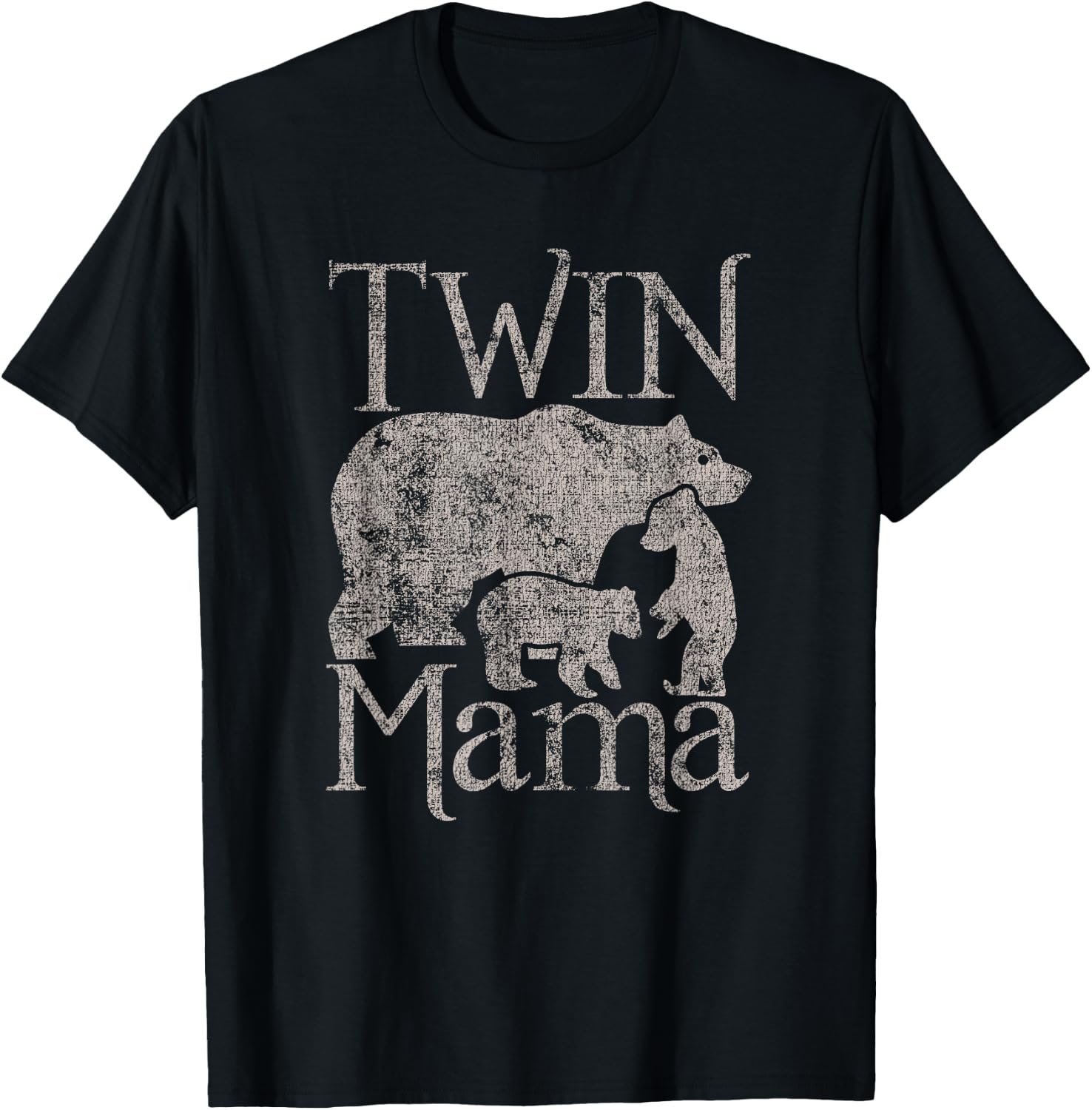 Twin Mama Mom Distressed Mothers Day T-Shirt - T-Shirt | Black