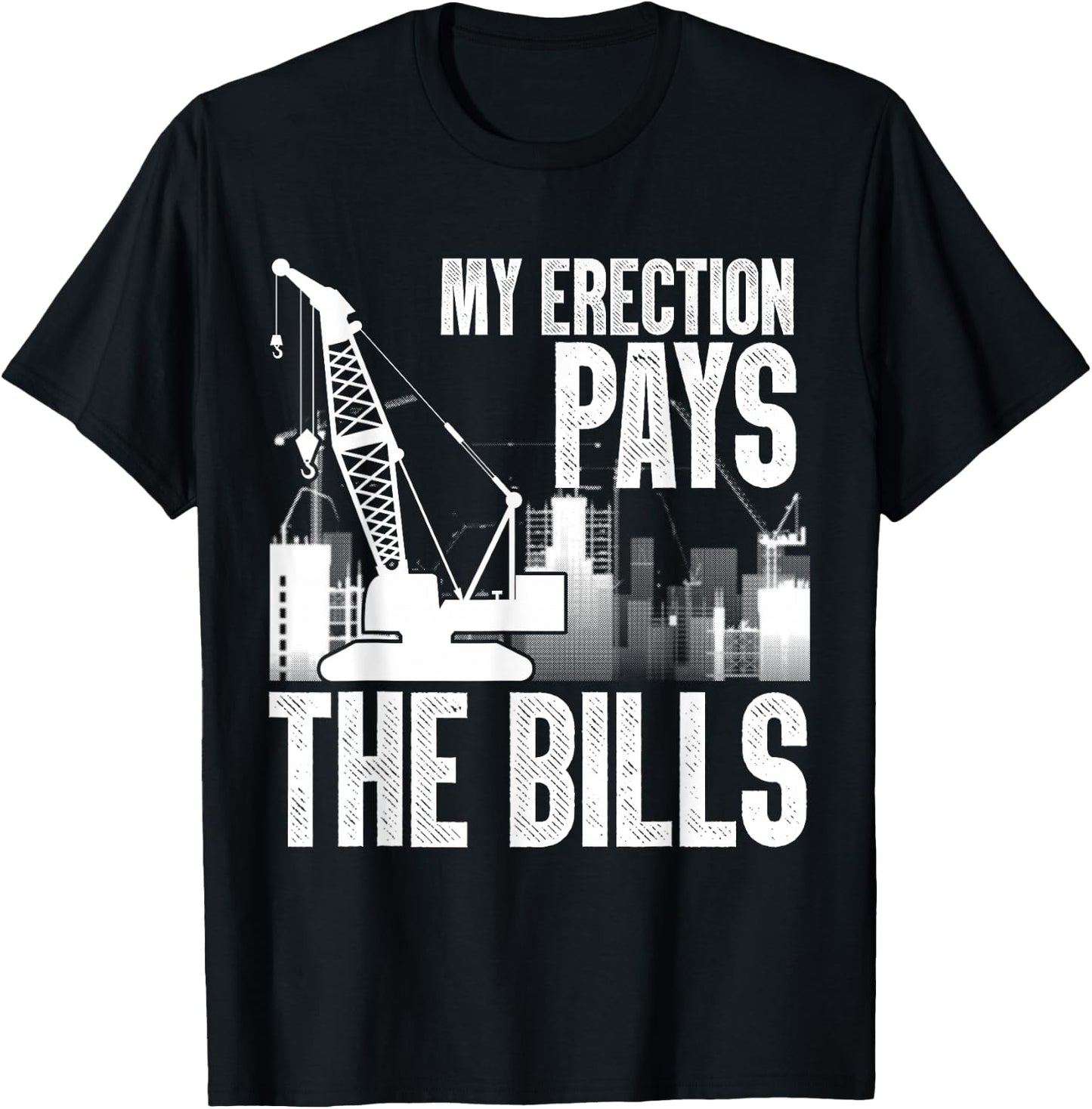 Funny Crane Operator Art Men Dad Construction Crawler Crane T-Shirt - T-Shirt | Black