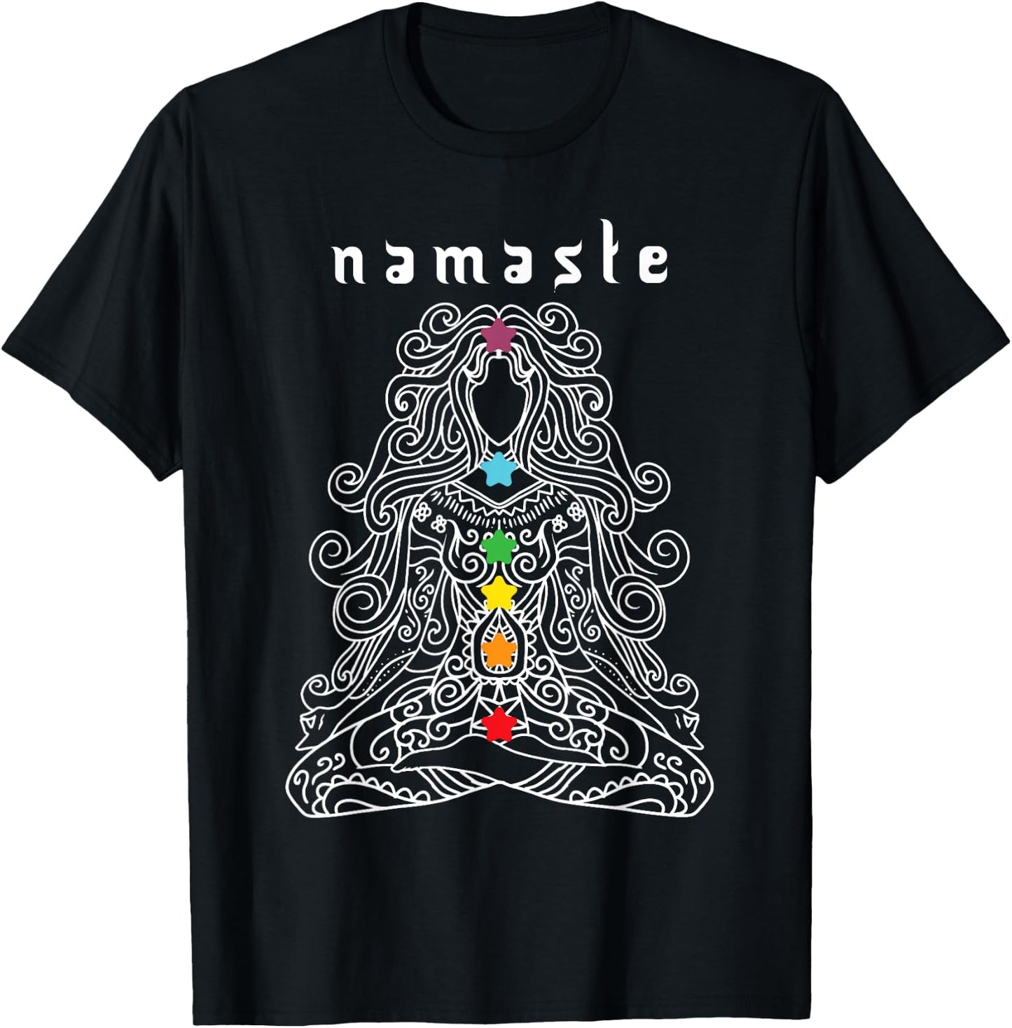 Namaste Design Yoga Pose with Chakra Awesome Gift T-Shirt - T-Shirt | Black