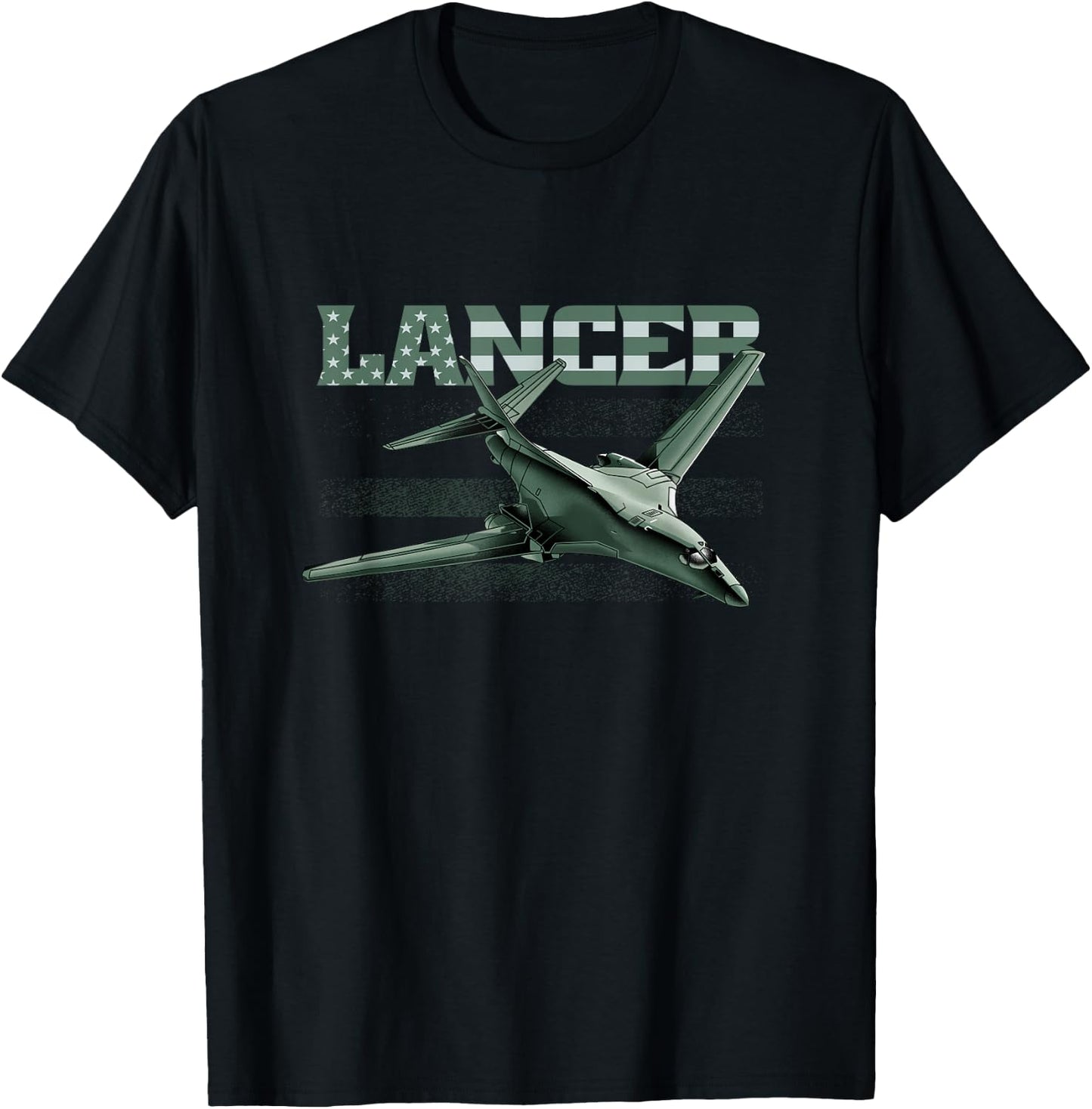 USA B1 Lancer Military Jet Bomber Airplane T-Shirt - T-Shirt | Black