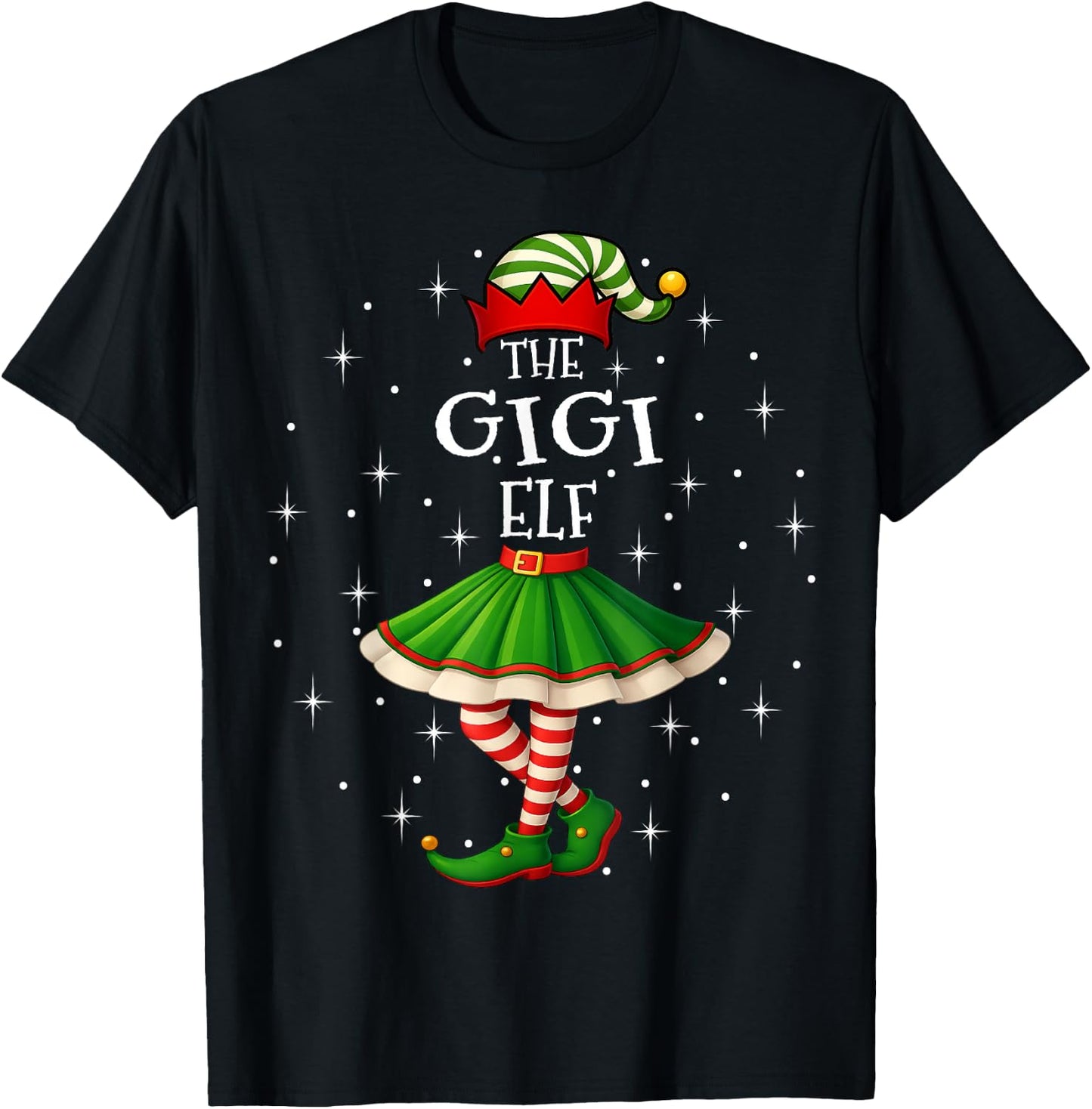 Gigi Elf Christmas Family Matching Women Girls Xmas Party T-Shirt - T-Shirt | Black