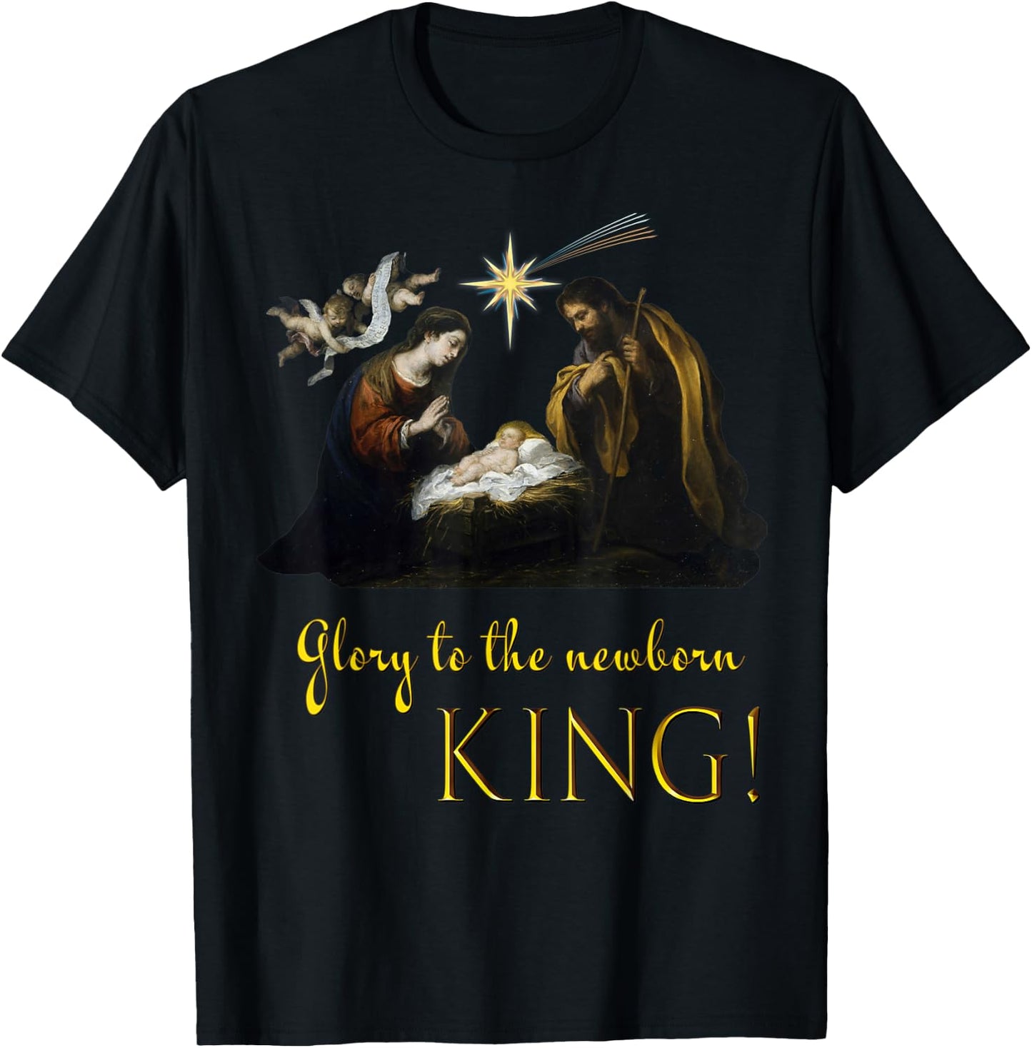 Christmas Religious Nativity Glory to the newborn King T-Shirt - T-Shirt | Black