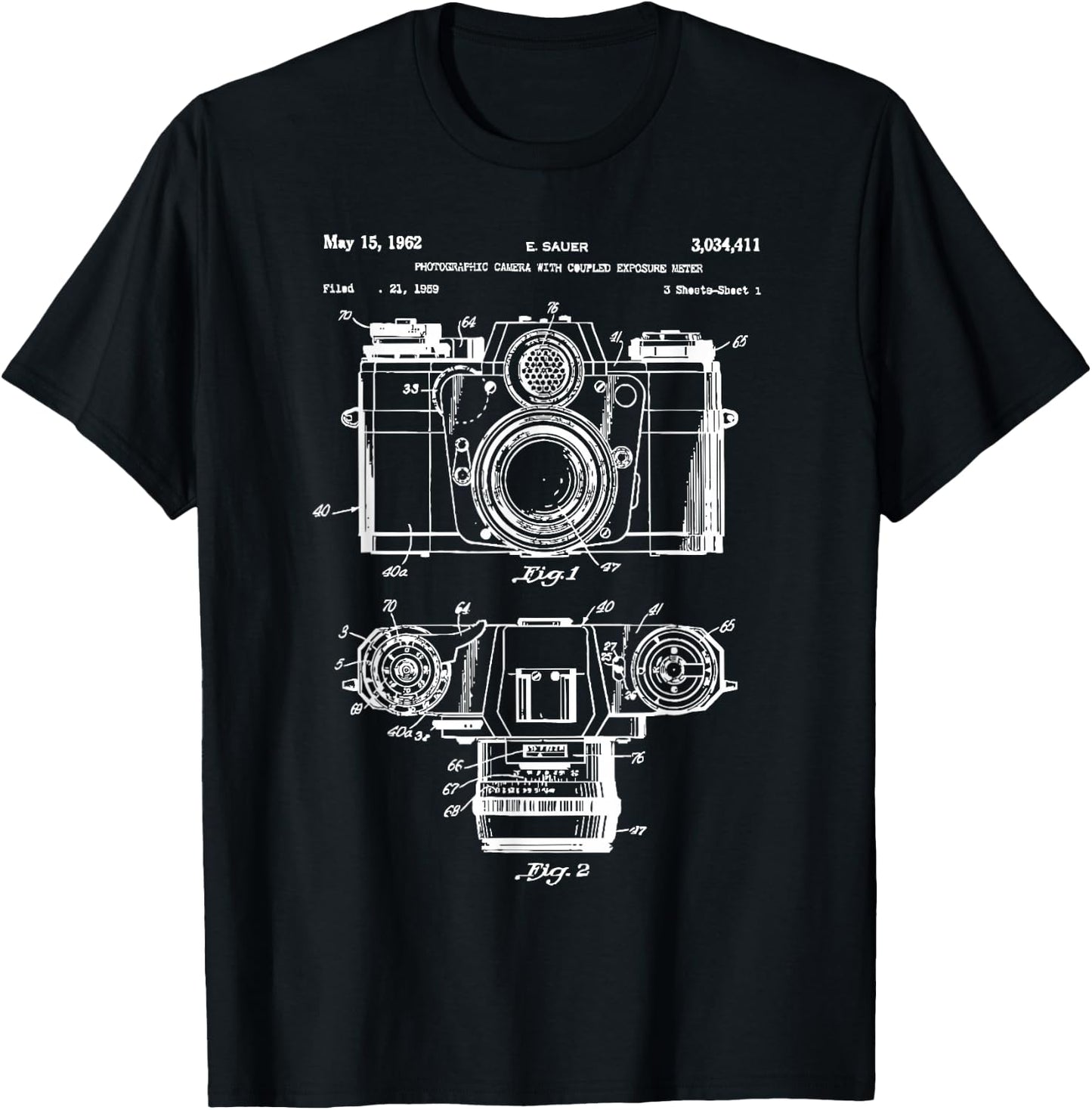 Photography Lover Gift Camera Vintage Patent Print T-Shirt - T-Shirt | Black