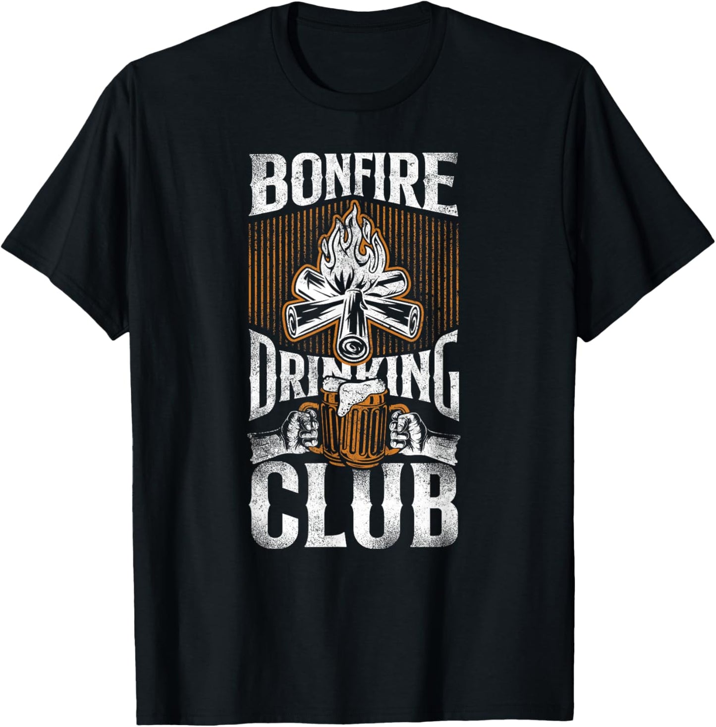 Camping Bonfire Drinking Club Campfire Drunk Alcohol Beer T-Shirt - T-Shirt | Black