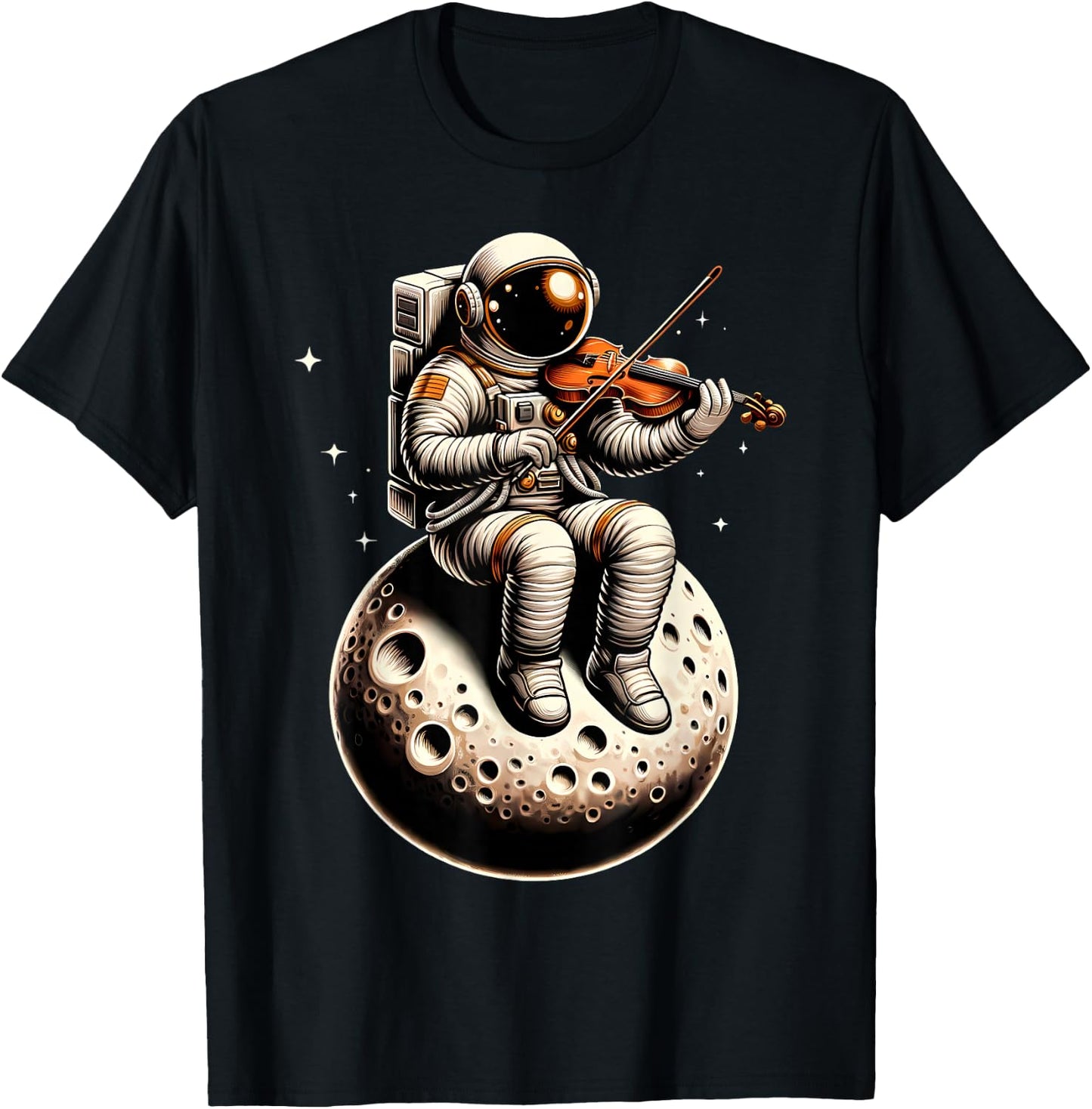Astronaut Playing The Violin On The Moon For Children T-Shirt - T-Shirt | Black