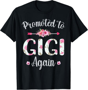 Promoted to Gigi Again Mother's Day Baby Announcement Cute T-Shirt - T-Shirt | Black