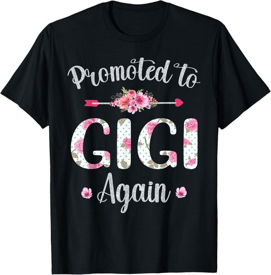 Promoted to Gigi Again Mother's Day Baby Announcement Cute T-Shirt - T-Shirt | Black