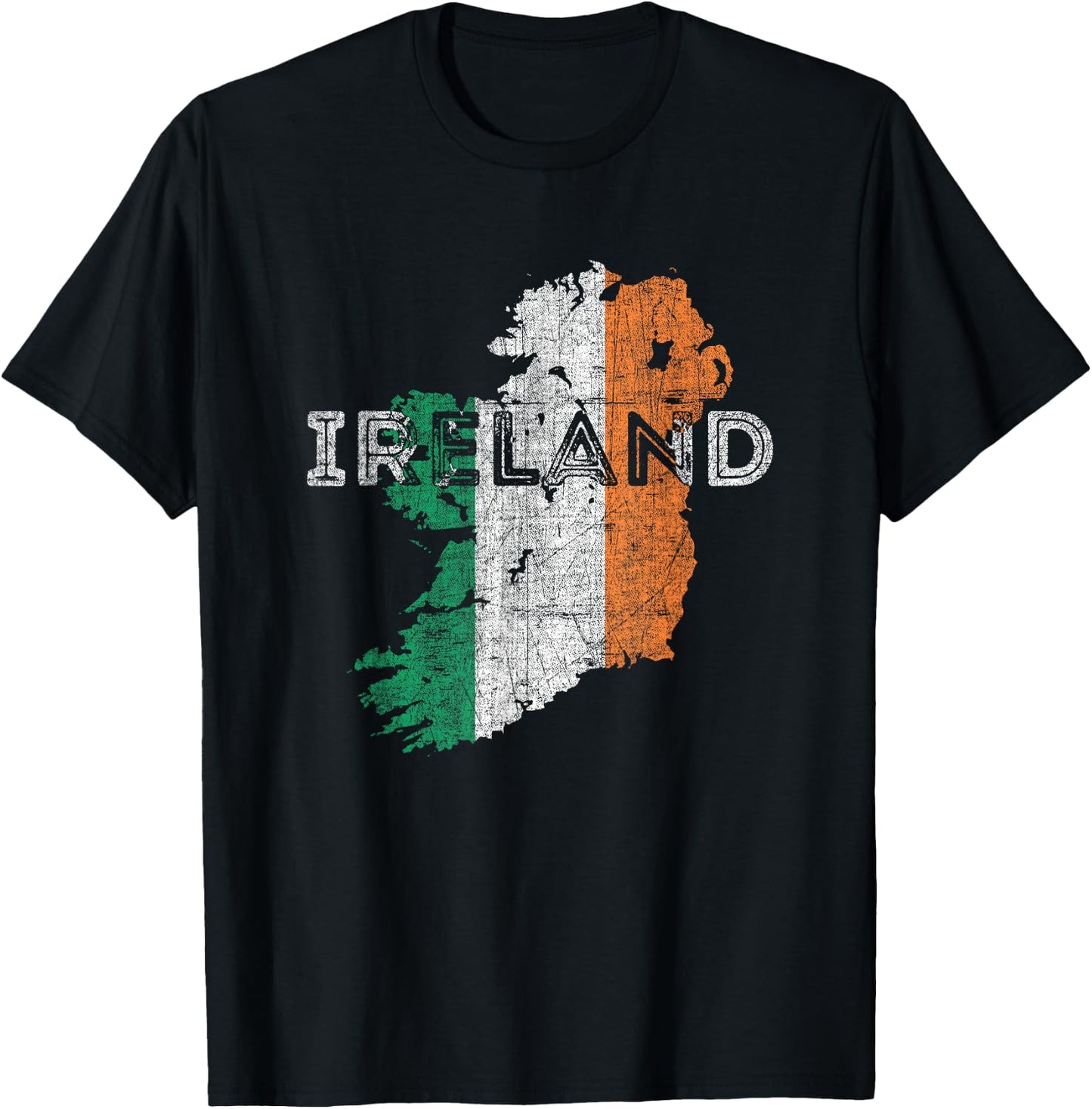 Irish Map and Flag Souvenir - Distressed Ireland T-Shirt - T-Shirt | Black