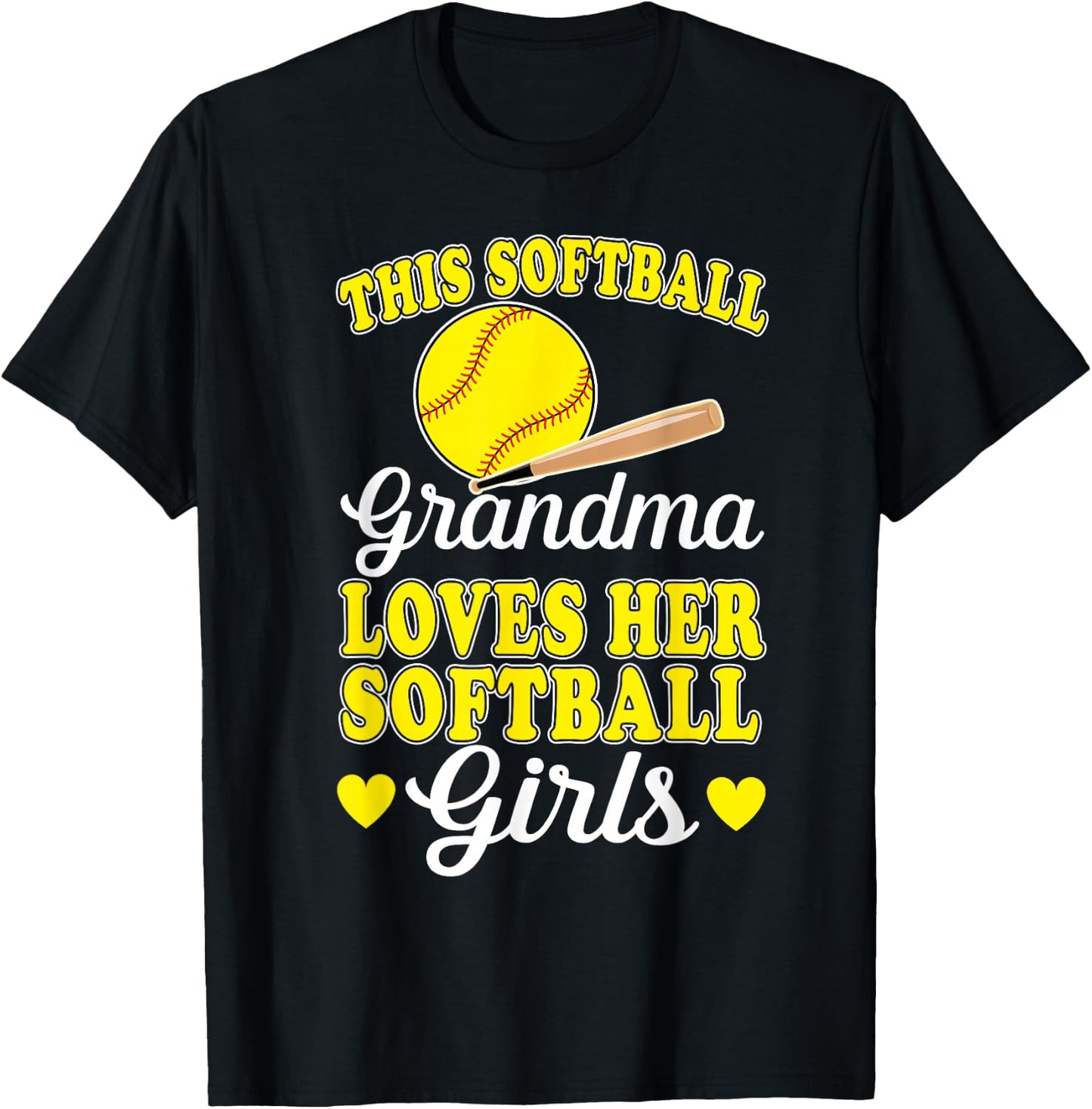 This Softball Grandma Loves Her Softball Girls Softball T-Shirt - T-Shirt | Black