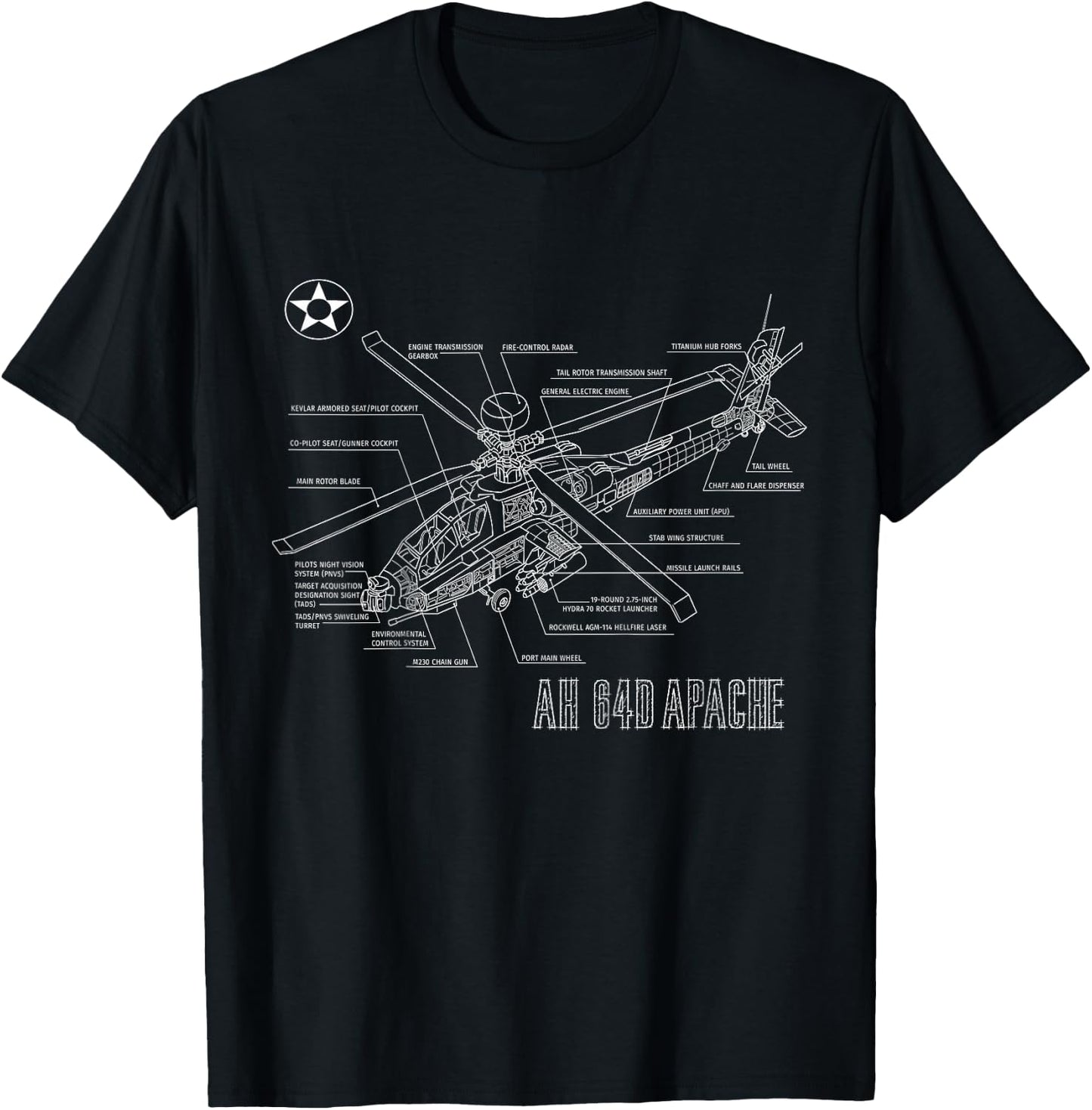 Kids Military Aircraft AH-64 Apache Longbow Army Helicopter T-Shirt - T-Shirt | Black