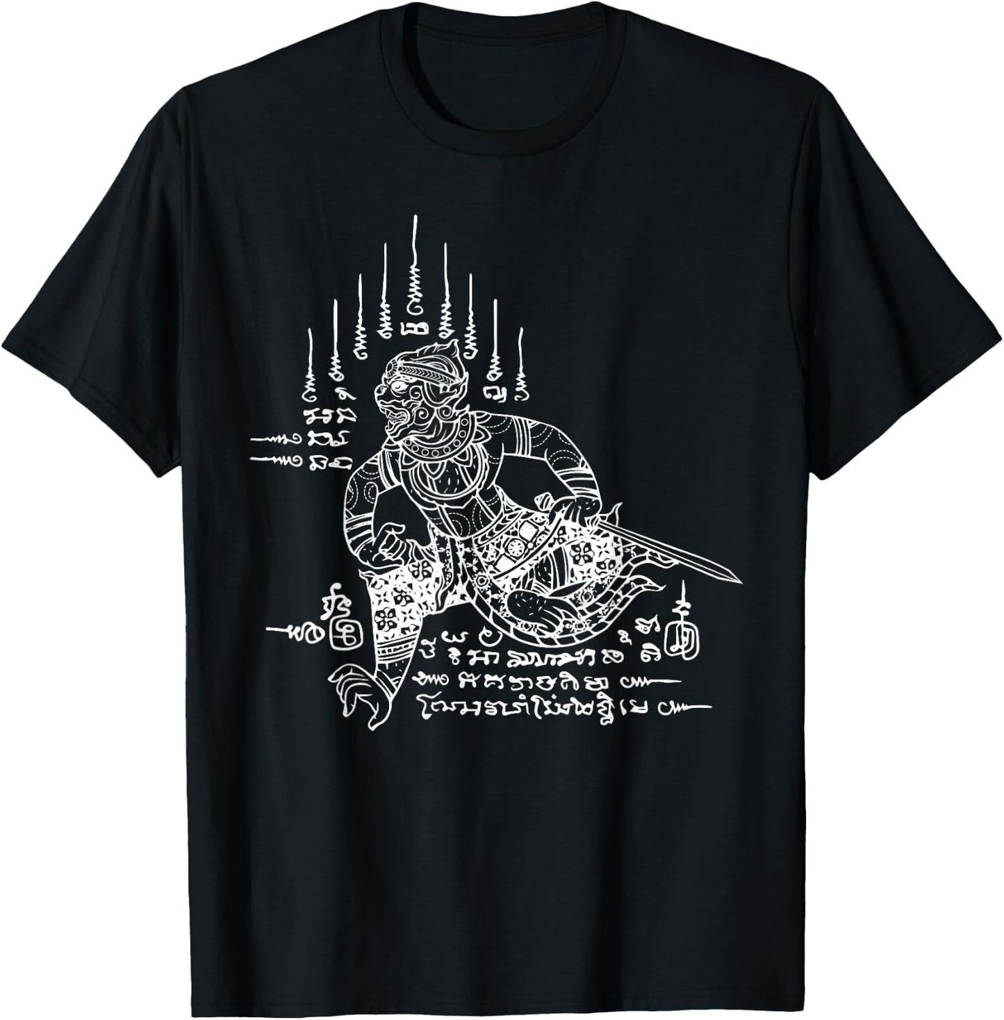 Hanuman Mythical God Monkey Sak Yant Thai Thailand Yantra T-Shirt - T-Shirt | Black