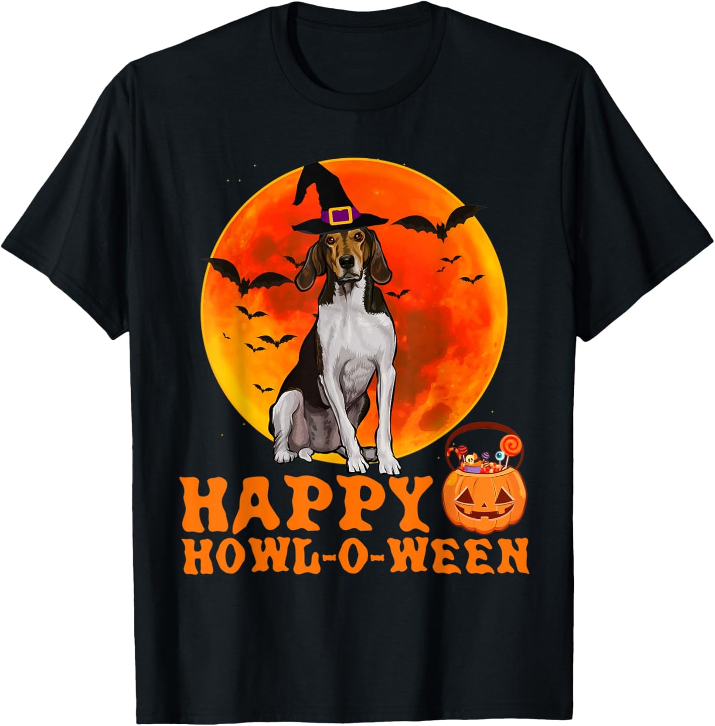 Treeing Walker Coonhound Dog Halloween Happy Howl-o-ween Men Women T-Shirt - T-Shirt | Black