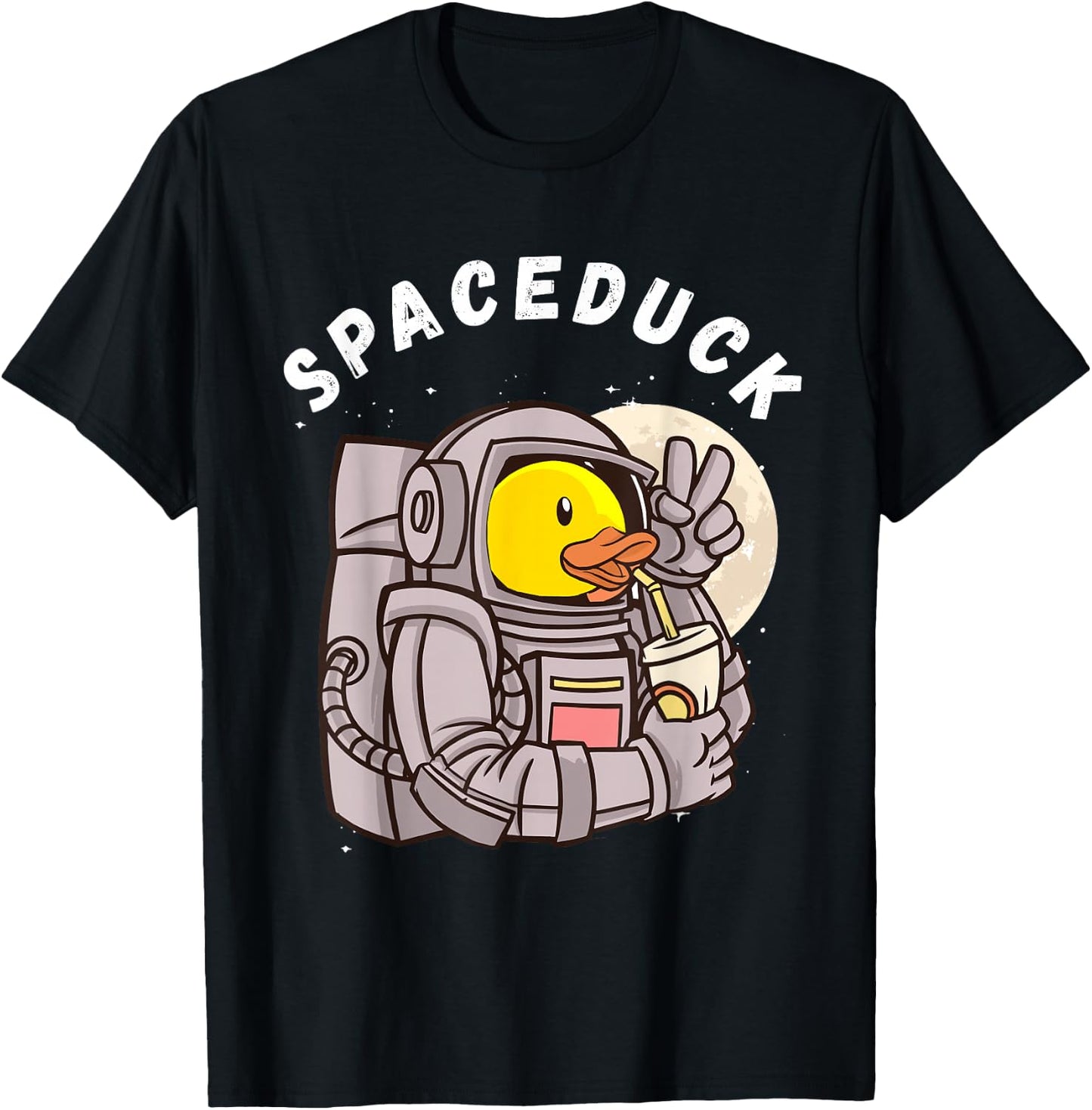 Space Rubber Duck Funny Astronaut Rubber Duckling Galaxy T-Shirt - T-Shirt | Black