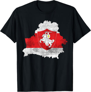 Belarus Pogonya White Red White Flag Protest Symbol T-Shirt - T-Shirt | Black