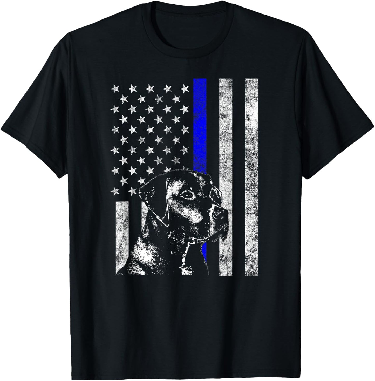 Blue Line Flag K-9 Labrador Retriever Police Dog T-Shirt - T-Shirt | Black