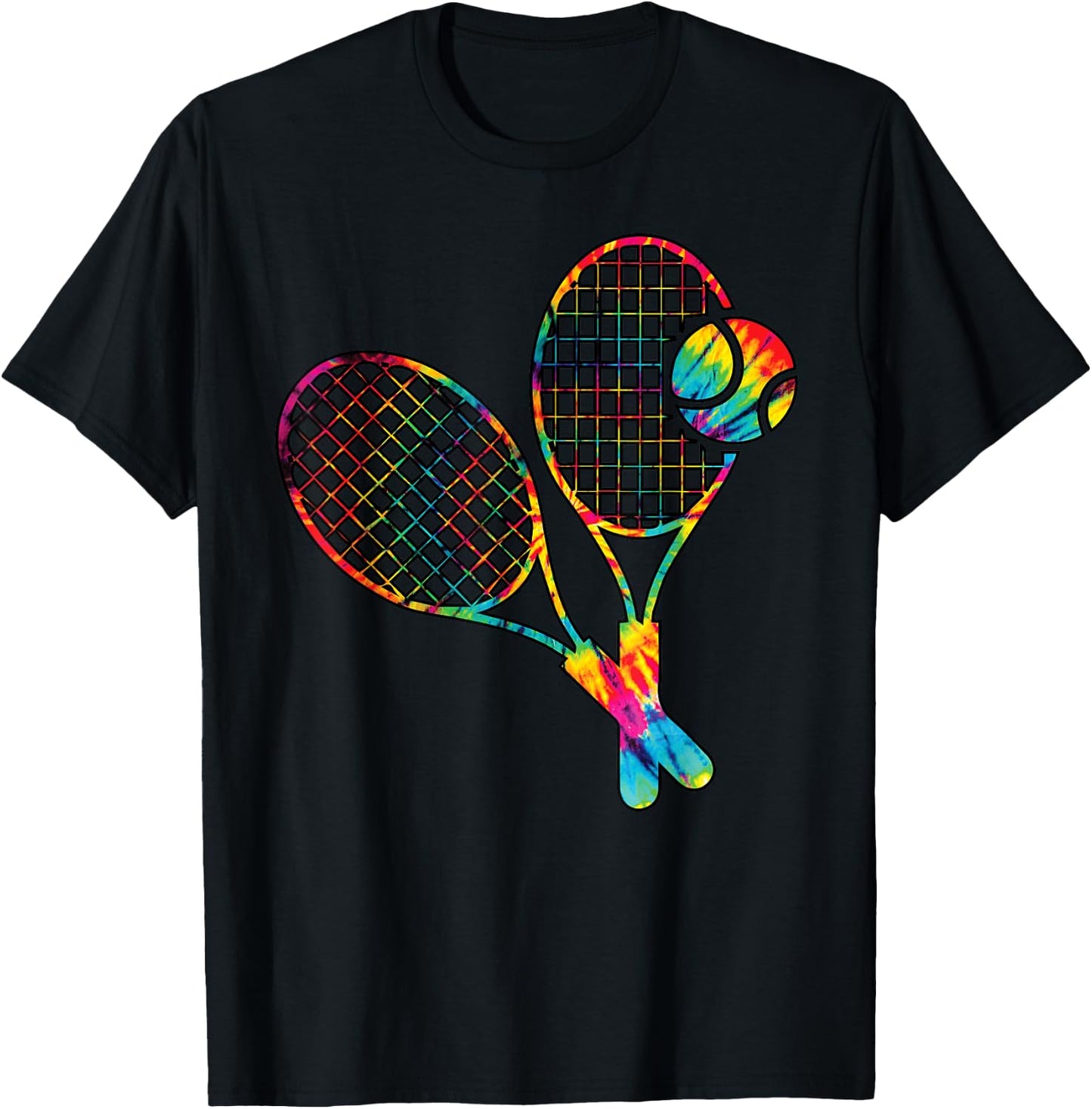 Tennis Tie Dye Rainbow Kids Boys Teenage Men Girls Cool T-Shirt - T-Shirt | Black