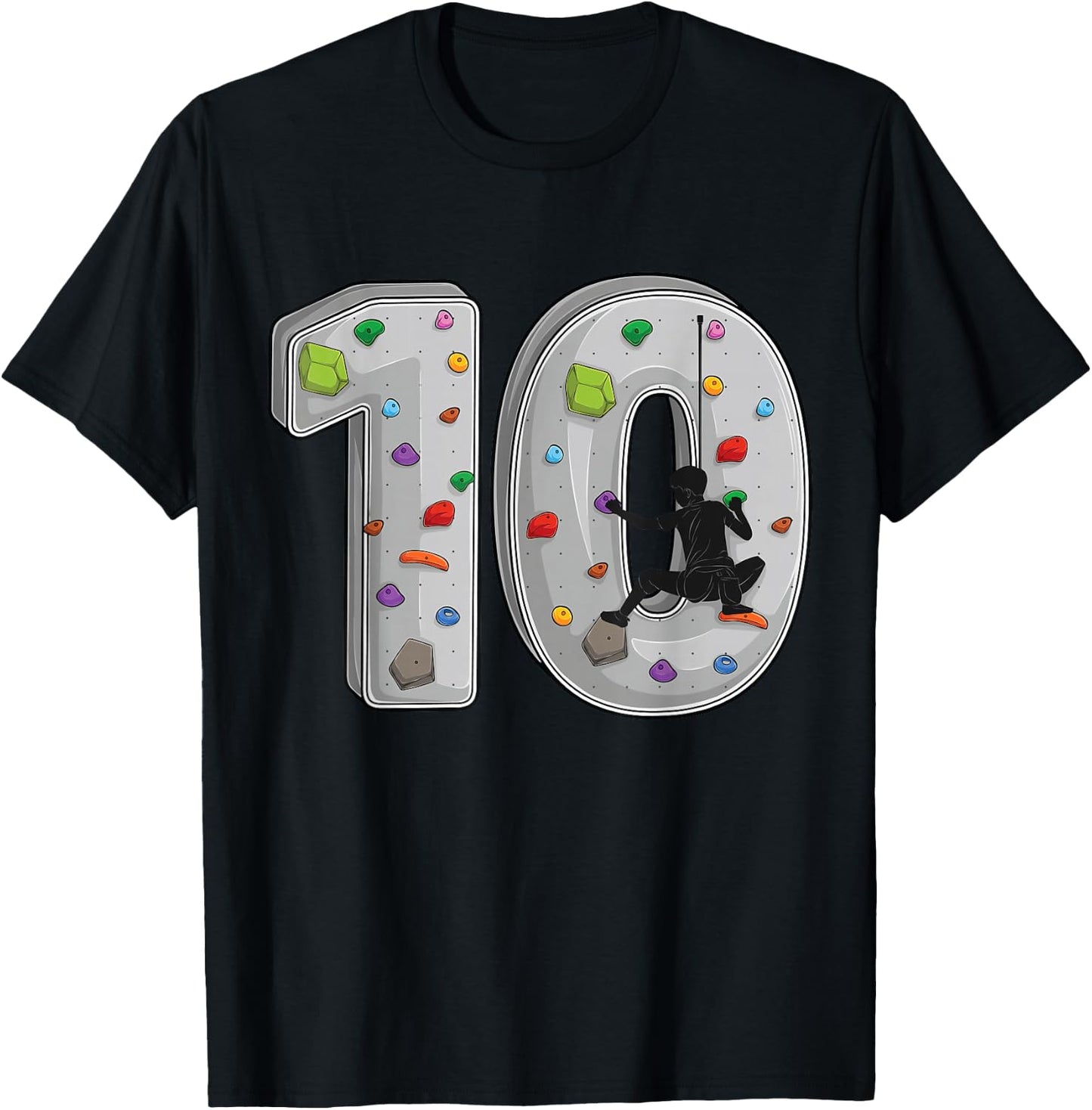 10 year old rock climbing 10th birthday Adventures Climber T-Shirt - T-Shirt | Black