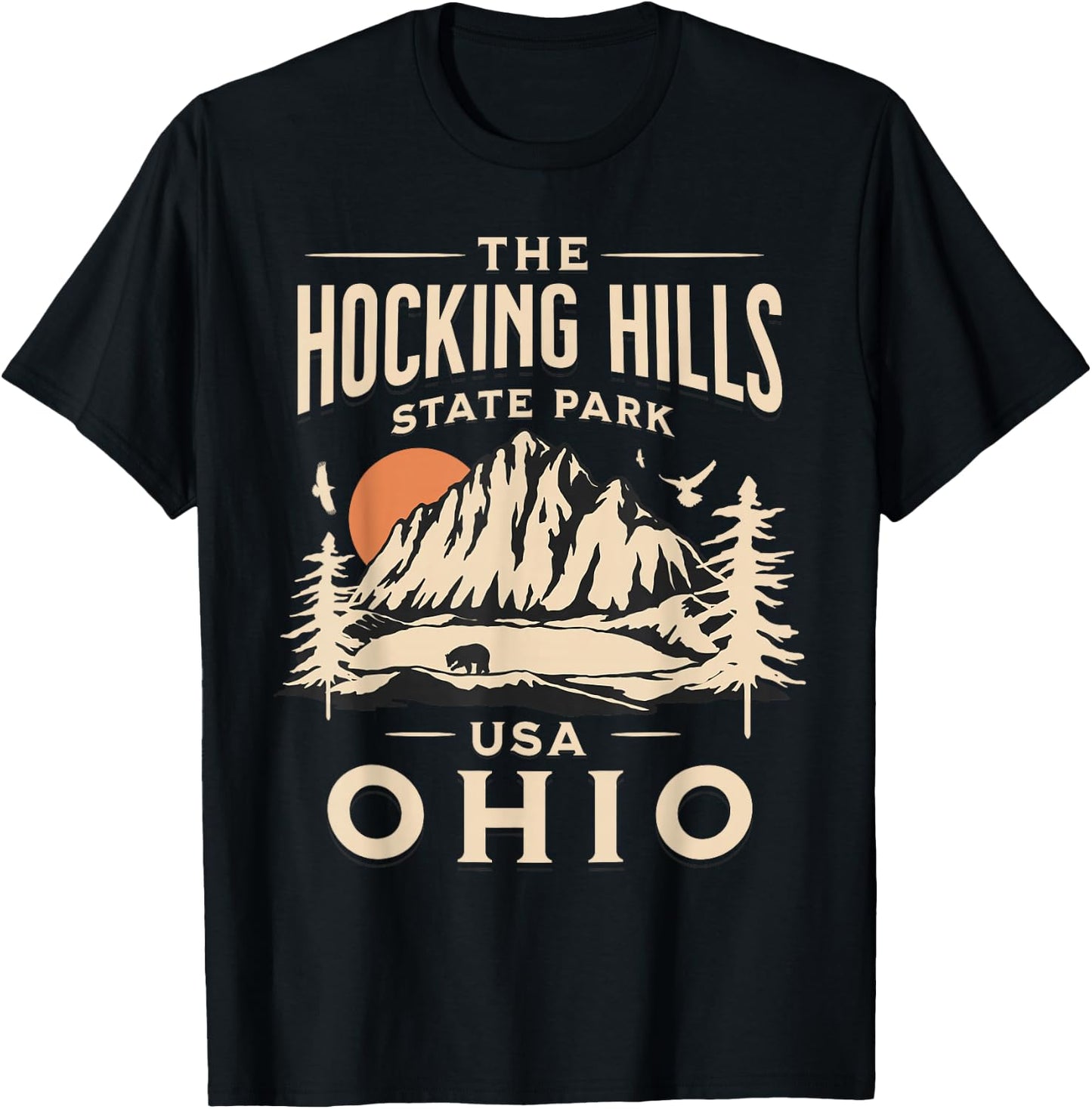 Hocking Hills Ohio Nature Hike Outdoors Vintage T-Shirt - T-Shirt | Black