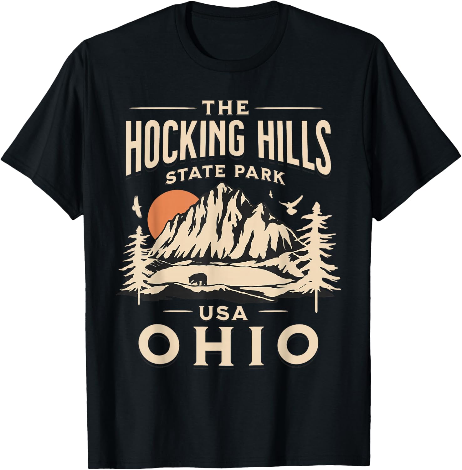Hocking Hills Ohio Nature Hike Outdoors Vintage T-Shirt - T-Shirt | Black