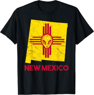 Roswell, New Mexico Flag Space Aliens Zia NM Souvenir T-Shirt - T-Shirt | Black