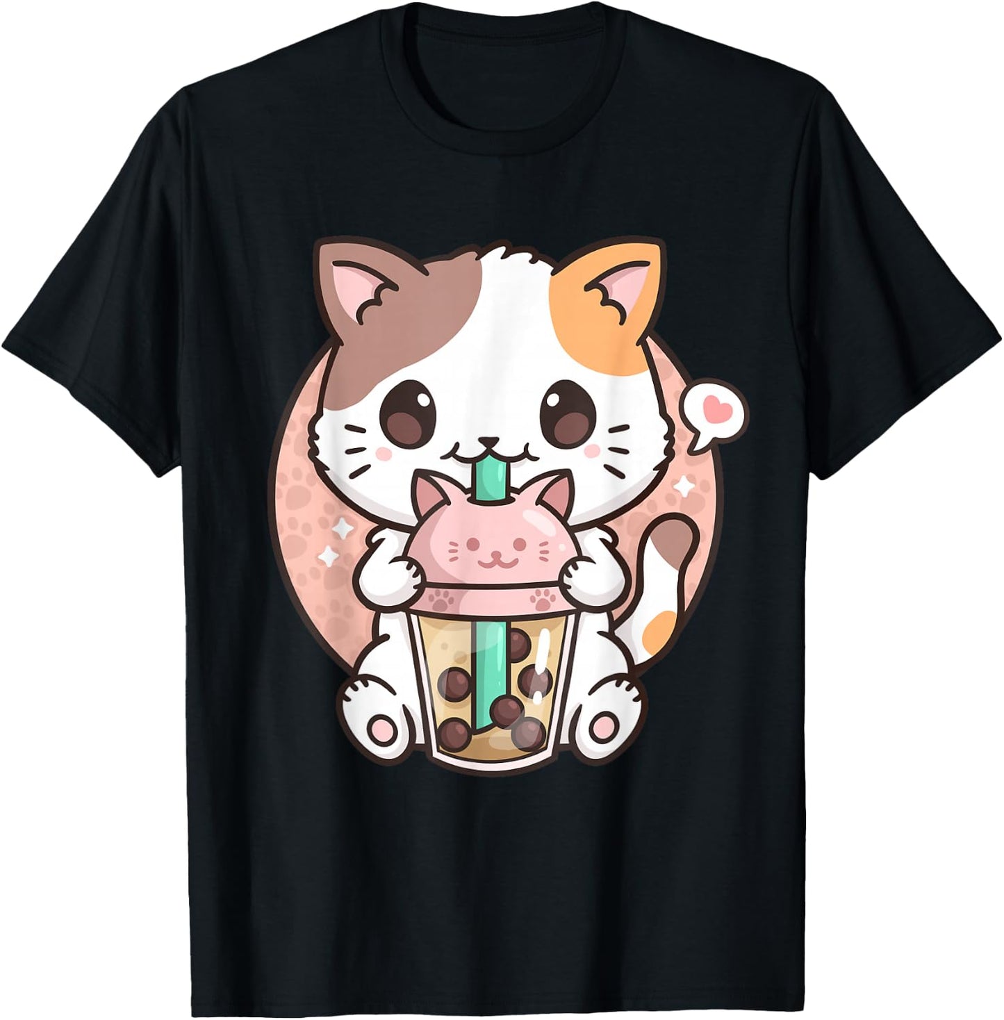 Boba Tea Cat Bubble Tea Cat Kawaii Anime Neko T-Shirt - T-Shirt | Black