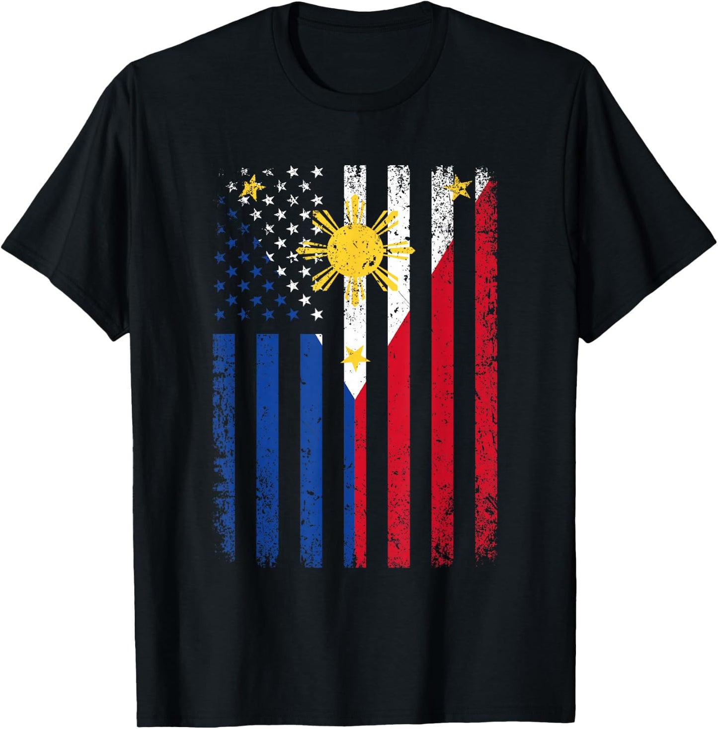 Philippines USA Flag 4th of July American Philippine Flag T-Shirt - T-Shirt | Black